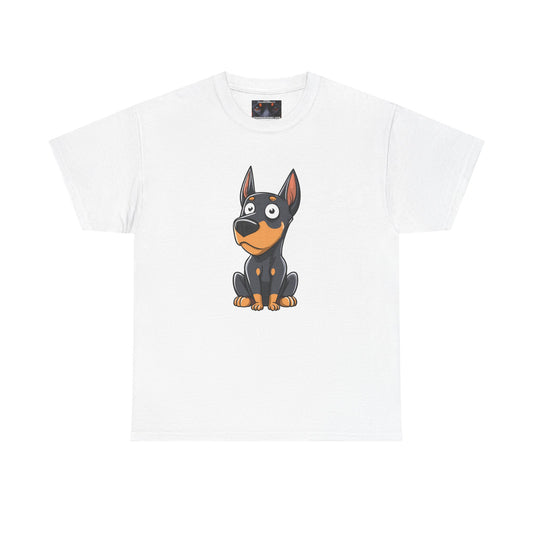 Cartoon Doberman 2 Private Lable Unisex Heavy Cotton Tee