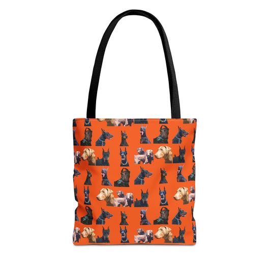 Edition 8 Doberman Model Pattern Orange Tote Bag