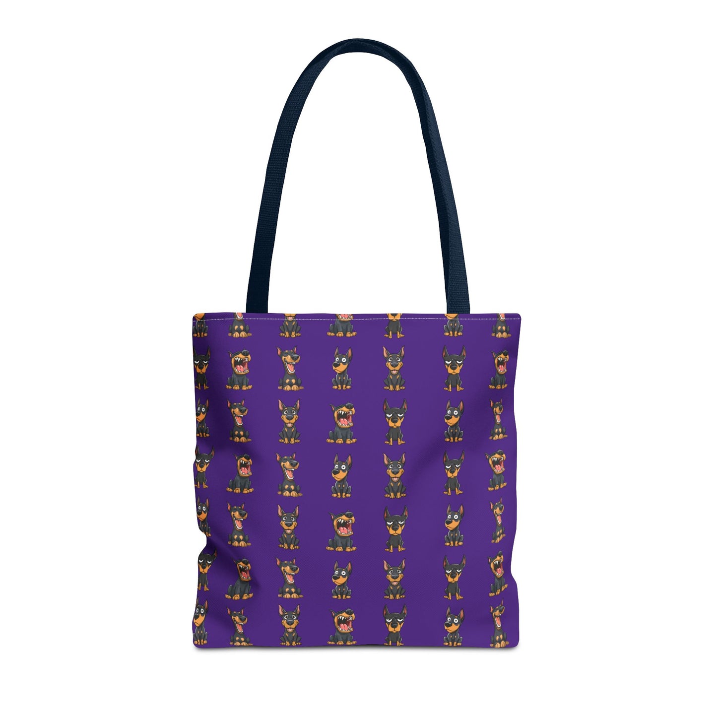 Doberman Cartoon Pattern Purple Tote Bag