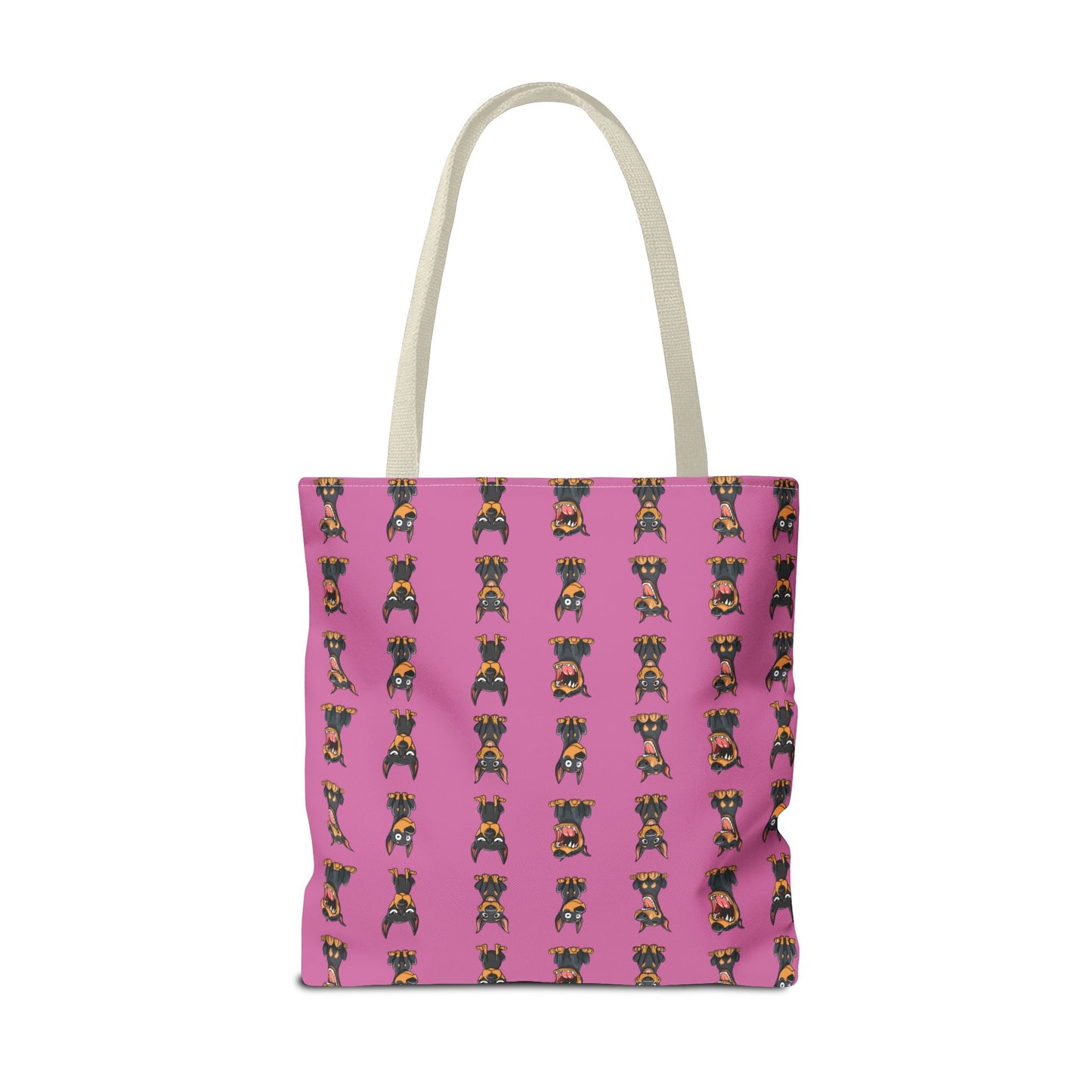 Doberman Cartoon Pattern Pink Tote Bag