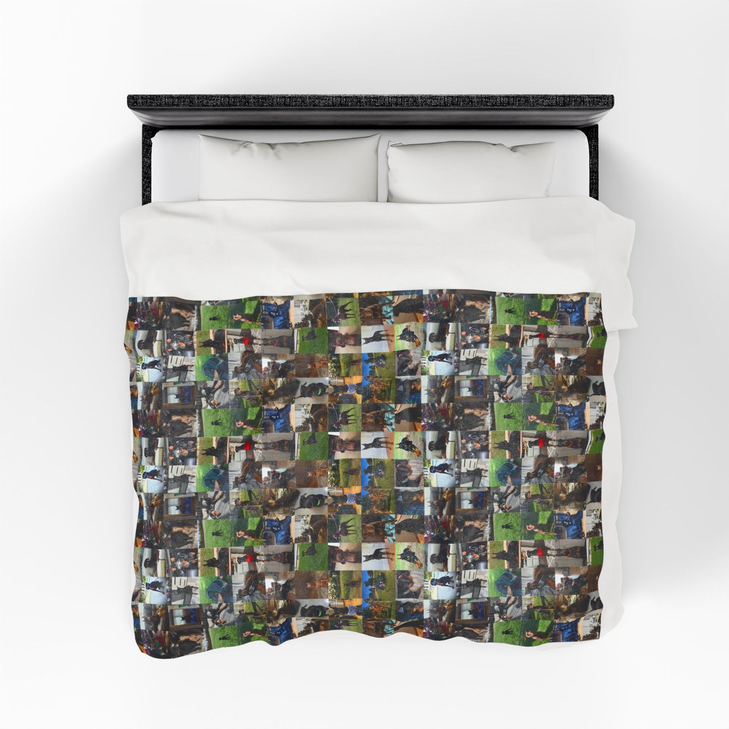 Custom Doberman Photo Collage Velveteen Plush Blanket — Memory Throw