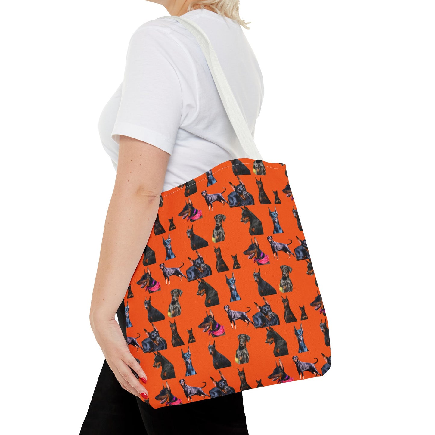 Edition 7 Doberman Model Pattern Orange Tote Bag