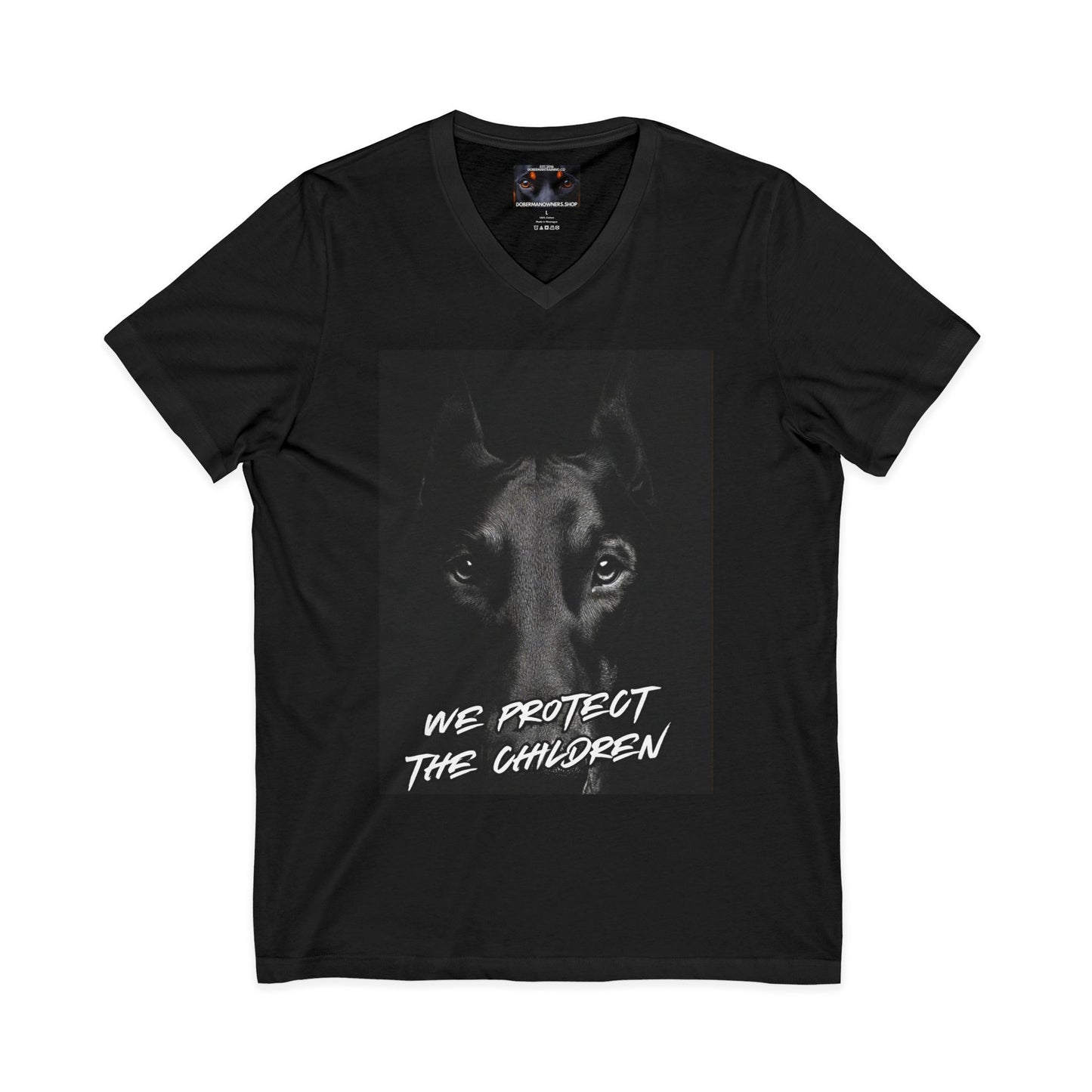 We protect 1 Private Label Unisex Jersey Short Sleeve V-Neck Tee