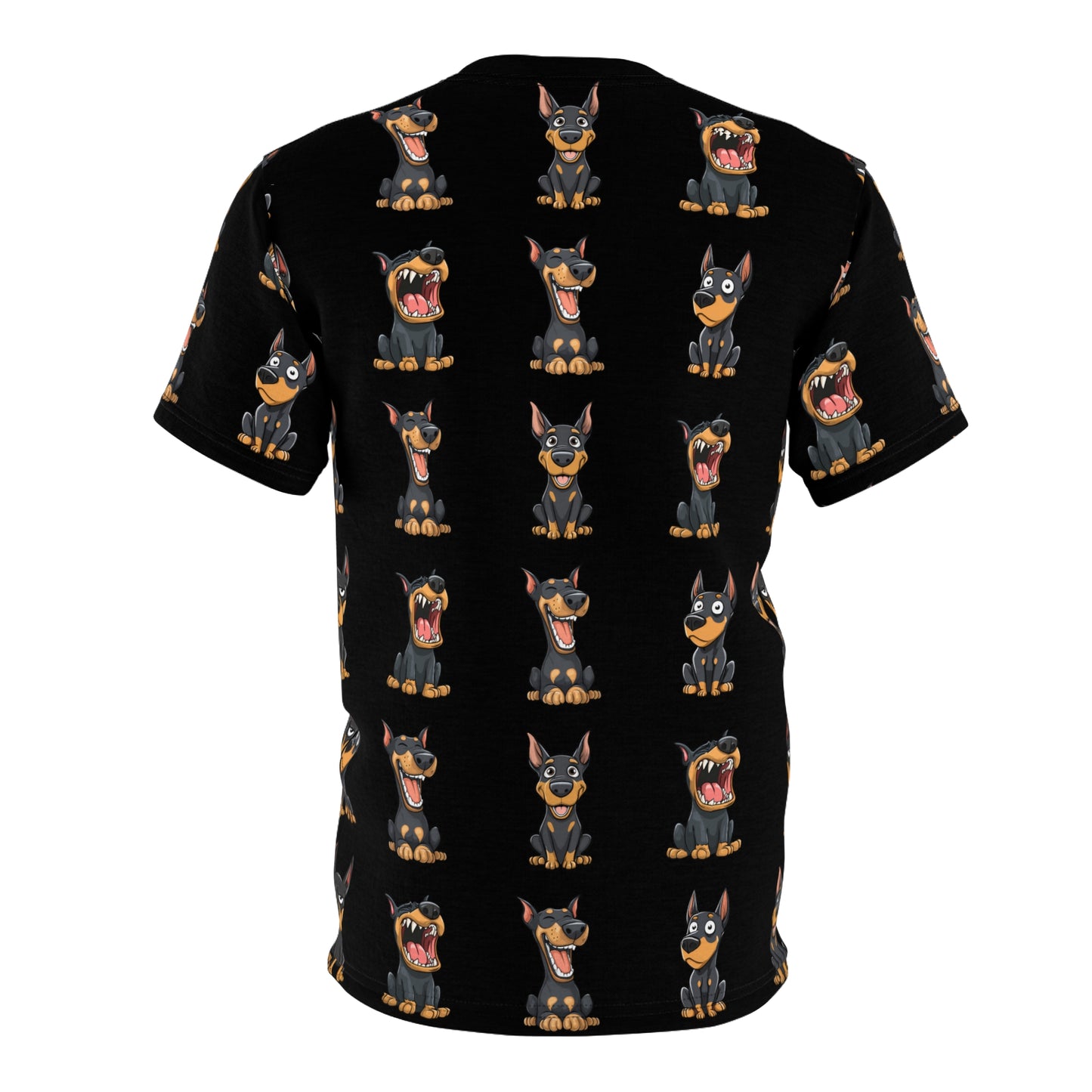 Doberman Pattern 1 All-Over-Print Tee — Cartoon Doberman Repeat Design