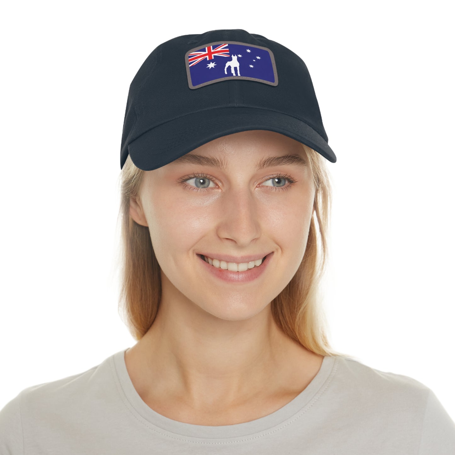 Doberman Australia Protect 1 Dad Hat with Leather Patch (Rectangle)