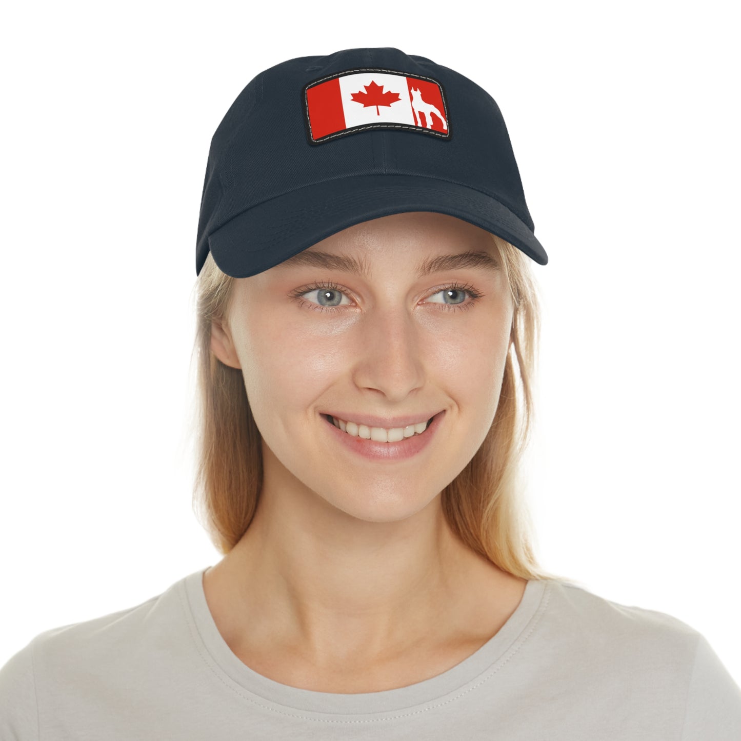Doberman Protect Canada 2 Dad Hat with Leather Patch (Rectangle)