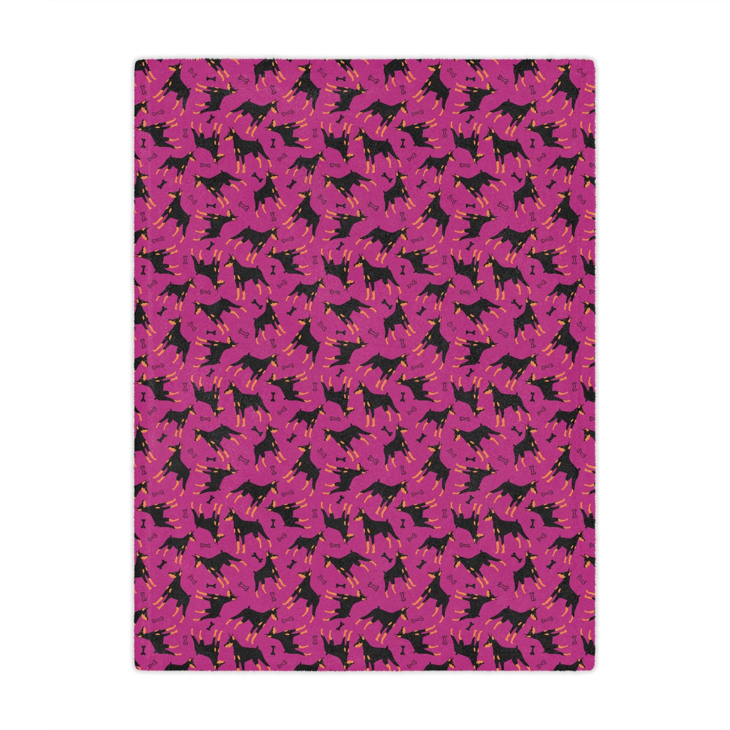 Pink AOP Dobie 1 Minky Blanket, Soft Throw Blanket, Warm Plush Blanket