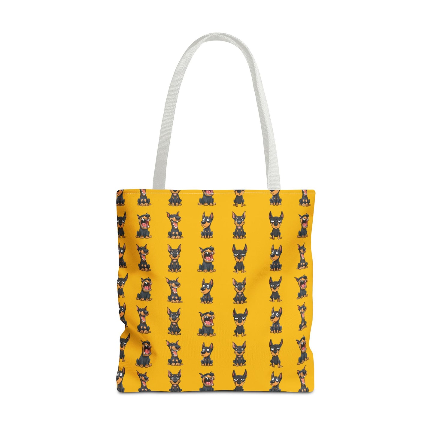 Doberman Cartoon Pattern Yellow Tote Bag