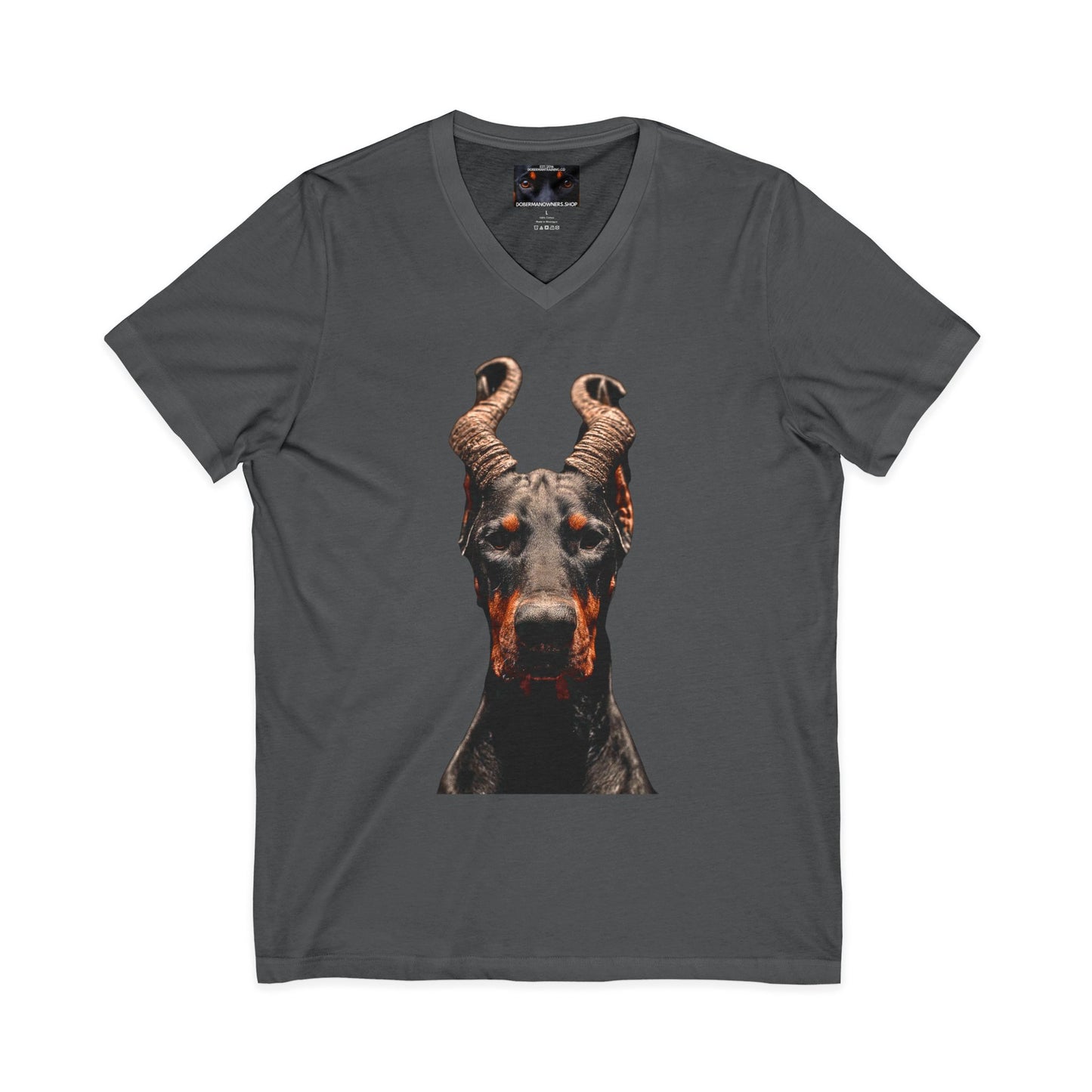Doberman Goat 1 Private Label Unisex Jersey Short Sleeve V-Neck Tee