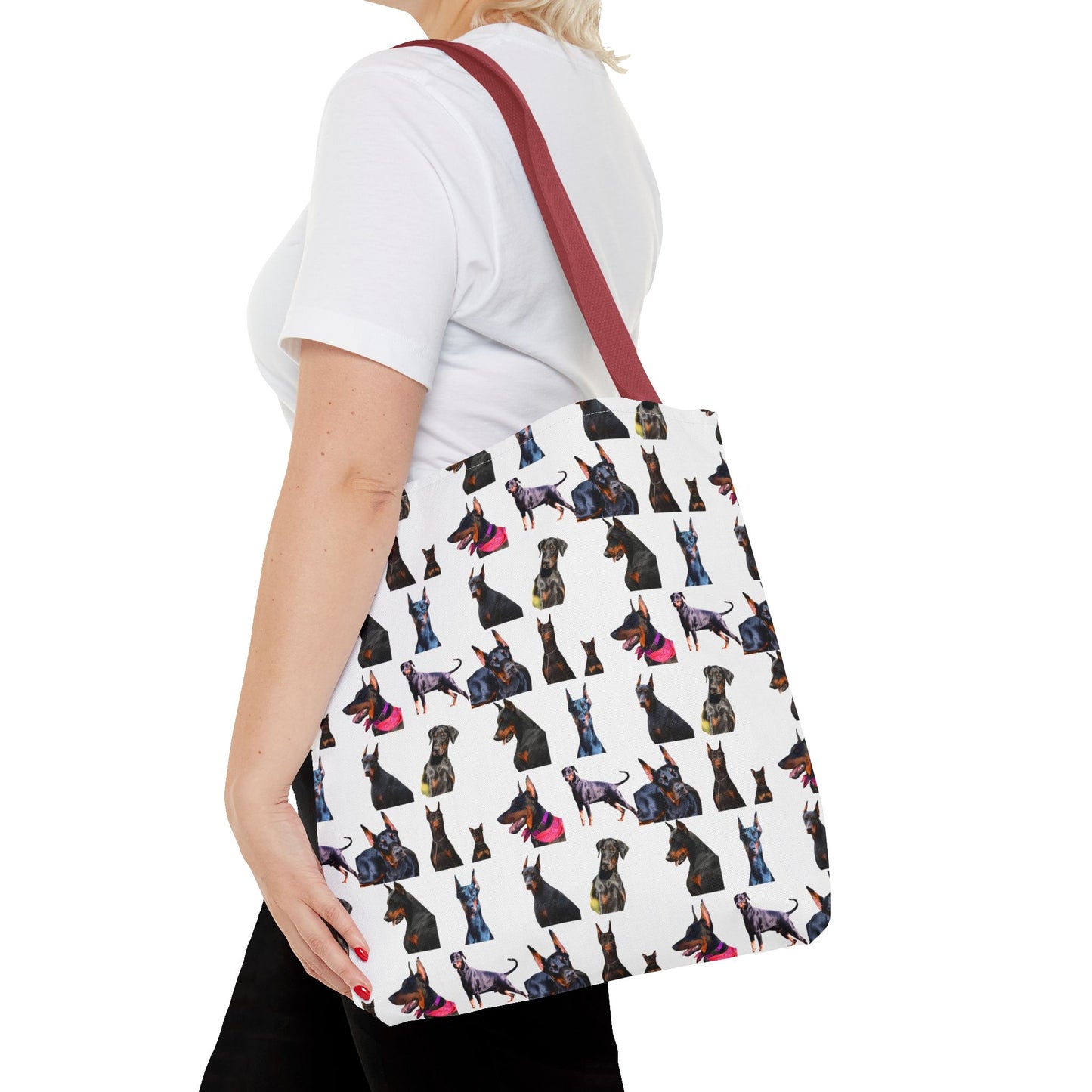 Edition 7 Doberman Model Pattern White Tote Bag