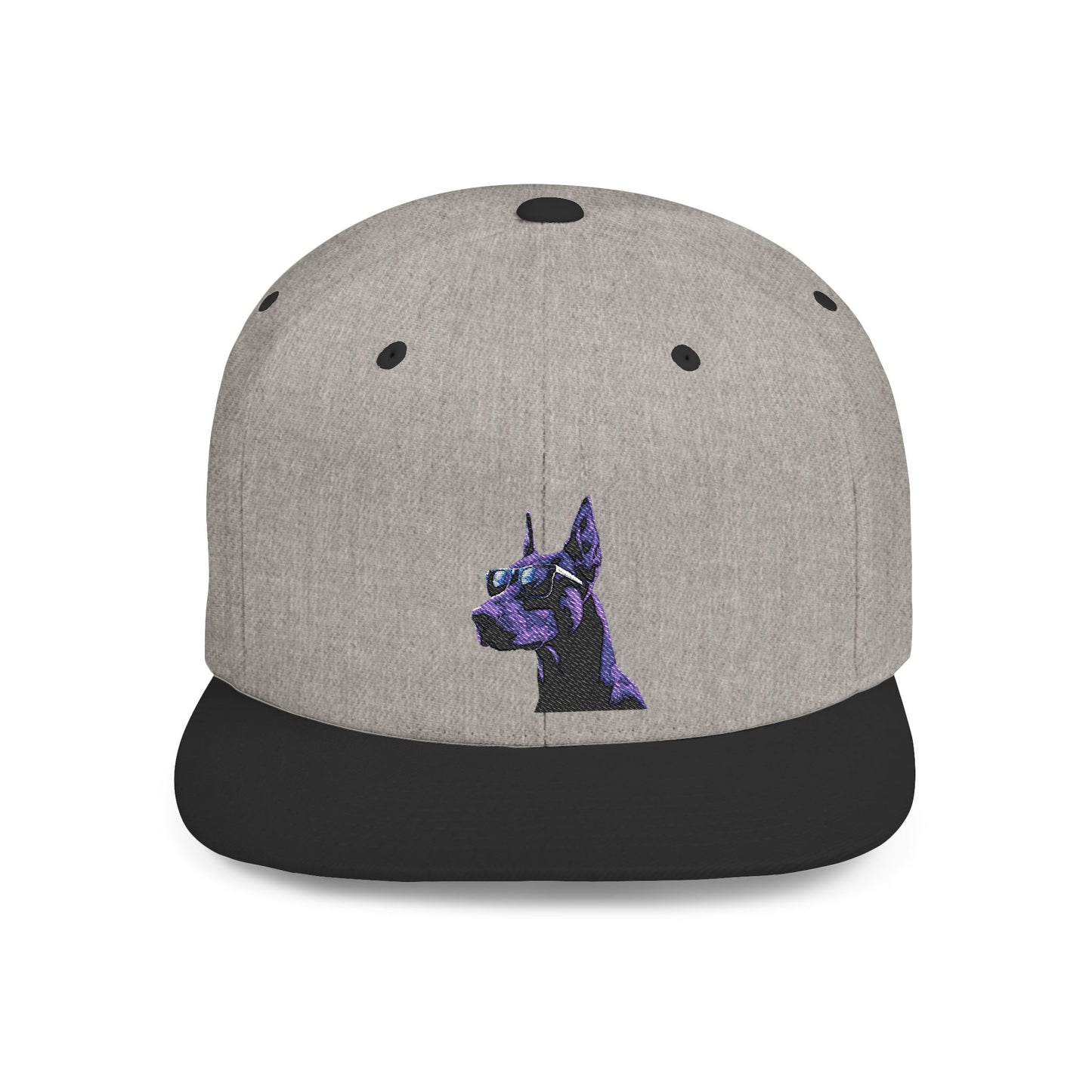 Doberman 4 Embroidered Flat Bill Snapback