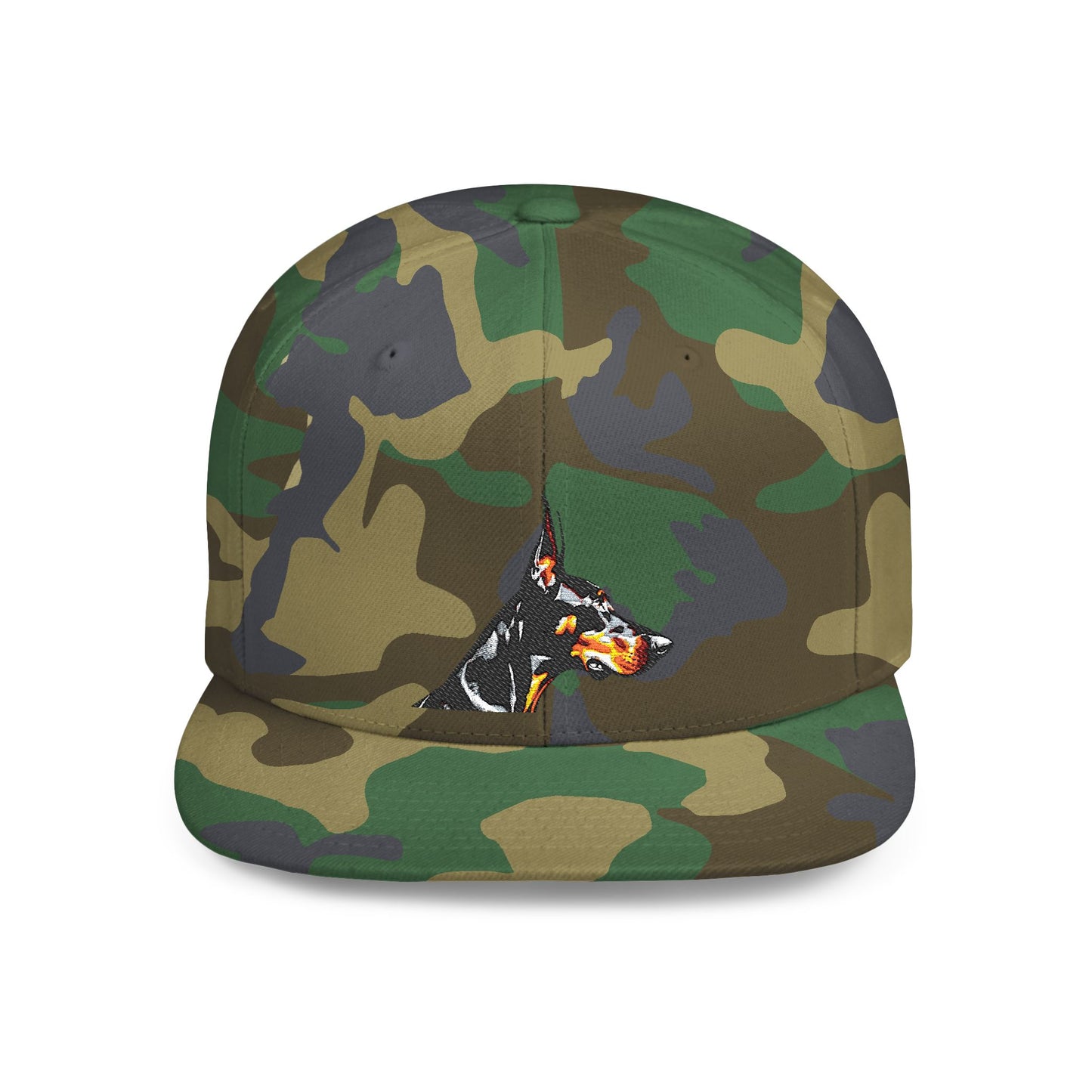 Doberman 5 Embroidered Flat Bill Snapback