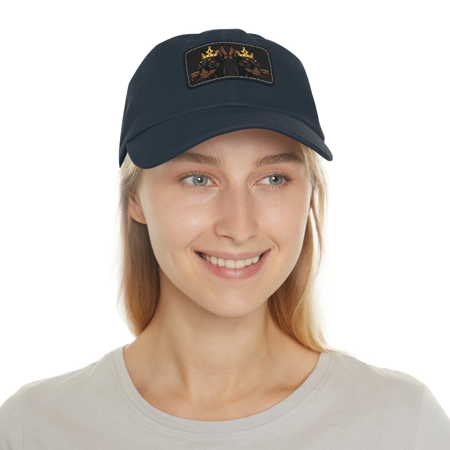 Crown 1 Dad Hat with Leather Patch (Rectangle)