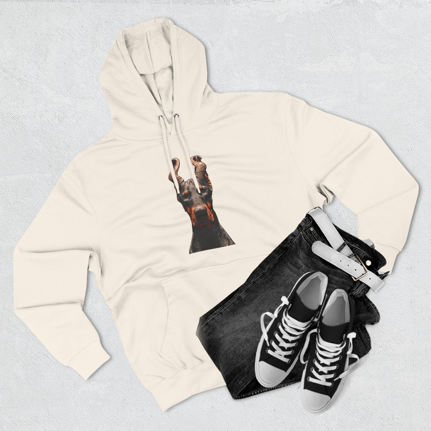 Doberman Goat 1 Fleece Hoodie