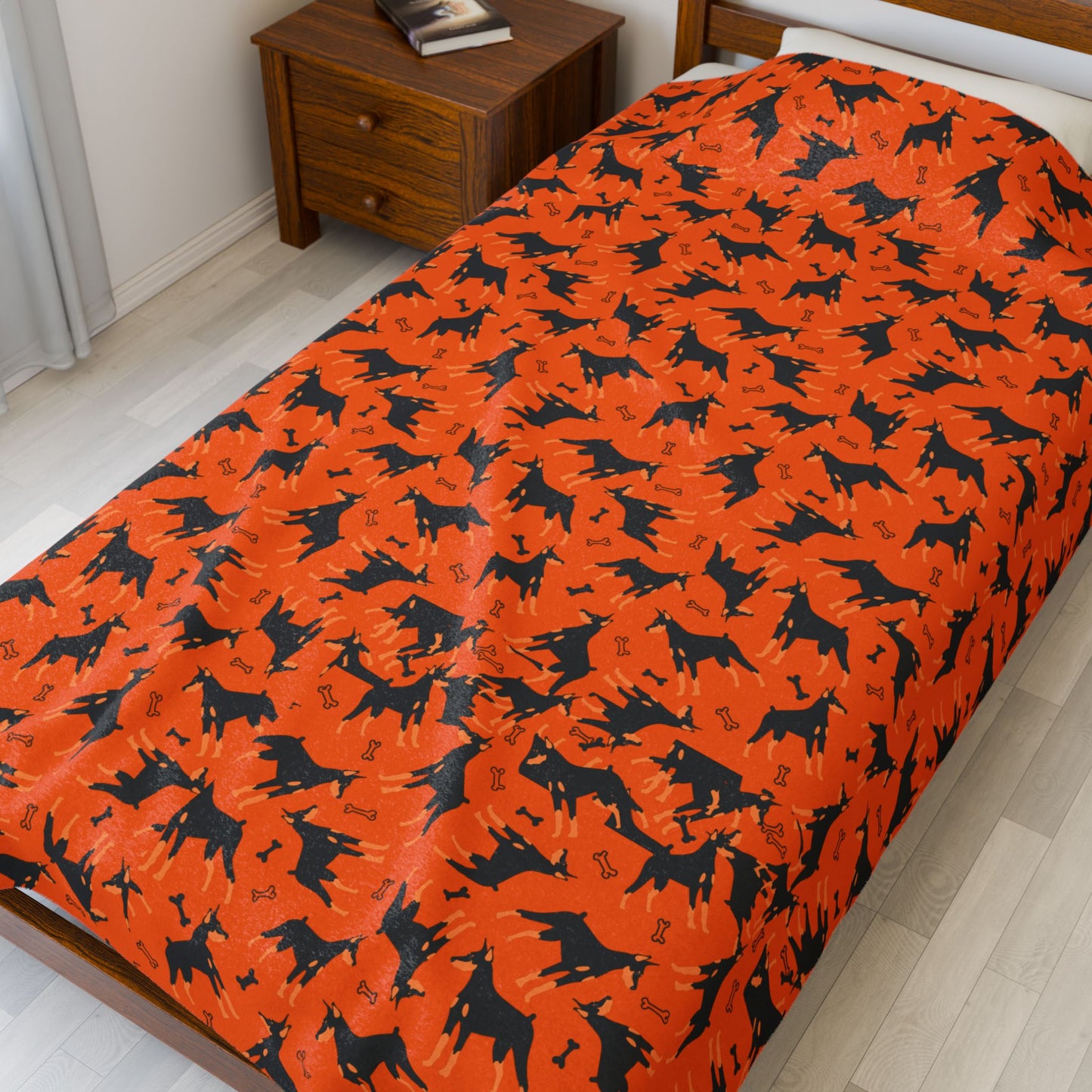 Orange AOP Velveteen Plush Blanket