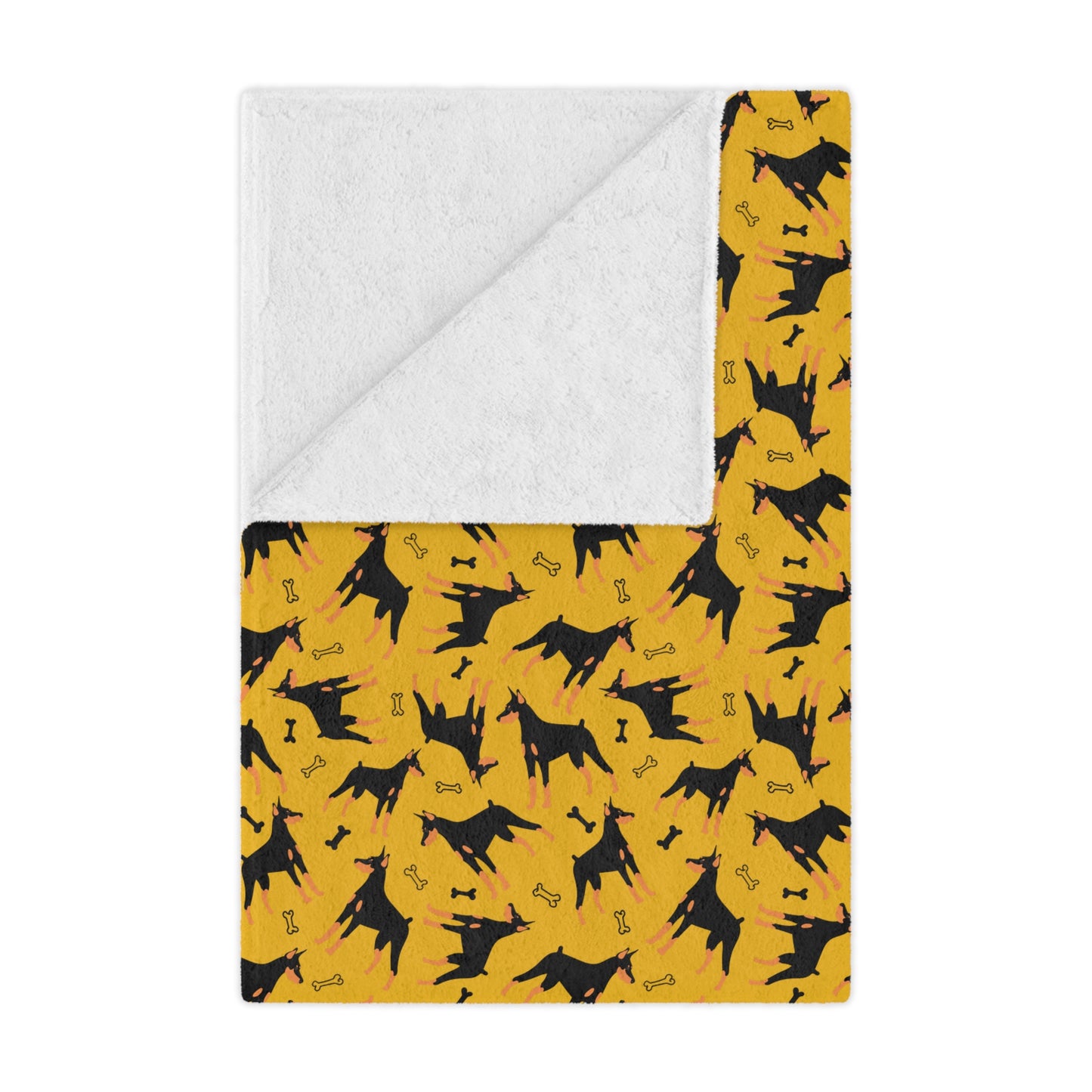 Yellow AOP Dobie 1 Minky Blanket, Soft Throw Blanket, Warm Plush Blanket