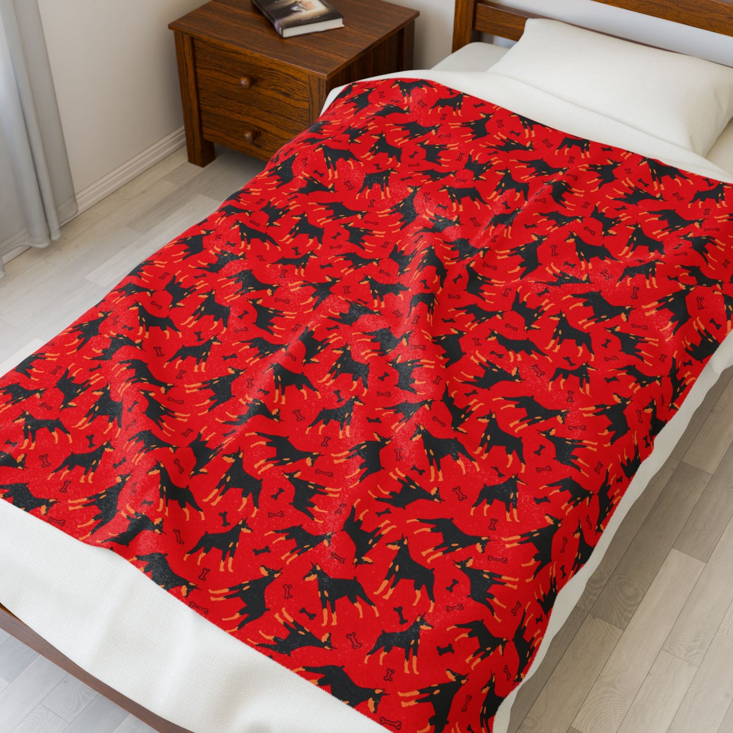 Red AOP Velveteen Plush Blanket