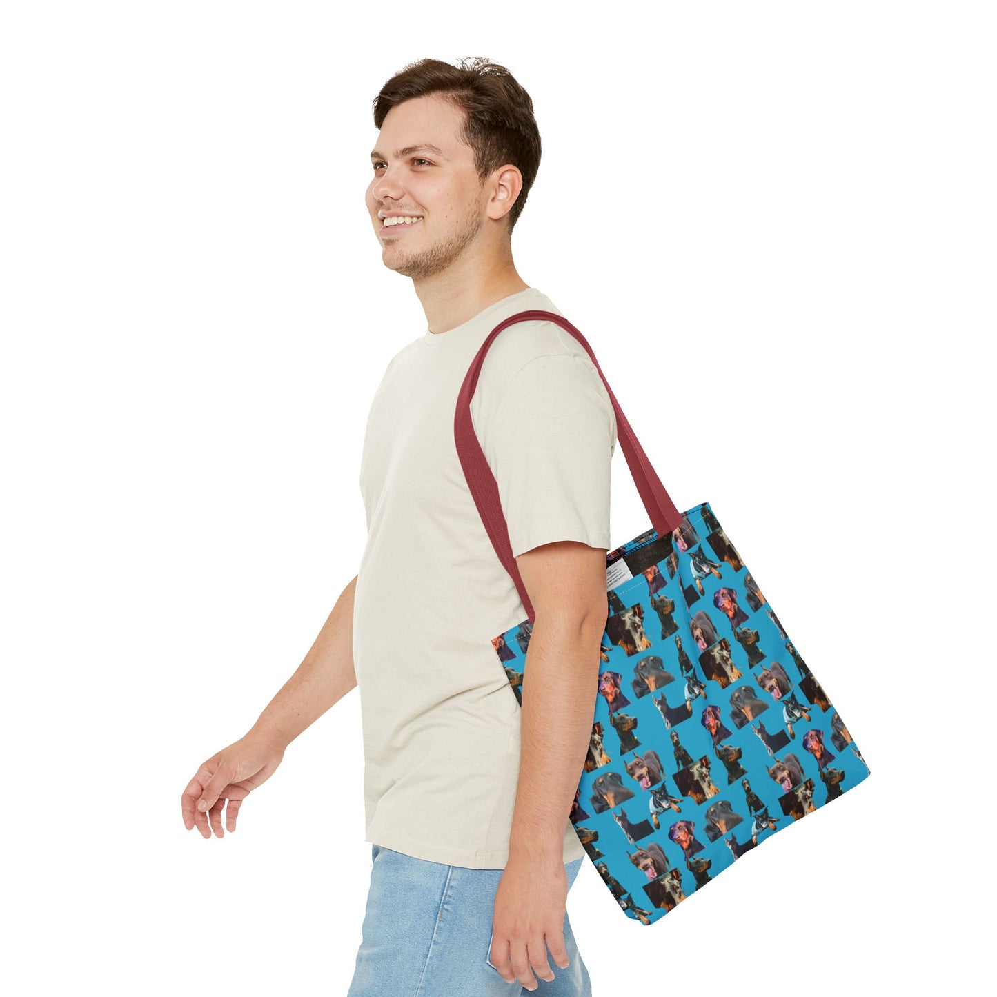 Edition 3 Doberman Model Pattern Turquoise Tote Bag