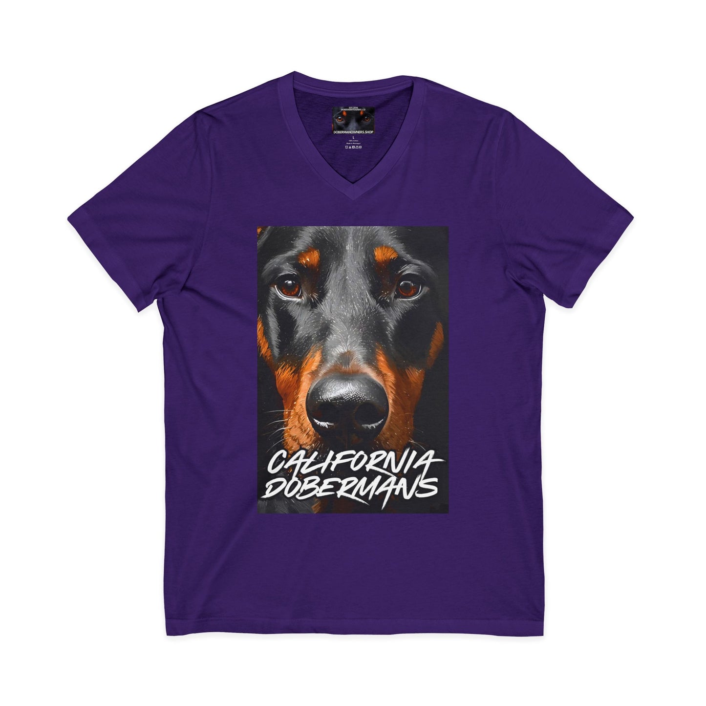 Doberman California 1 Private Label Unisex Jersey Short Sleeve V-Neck Tee