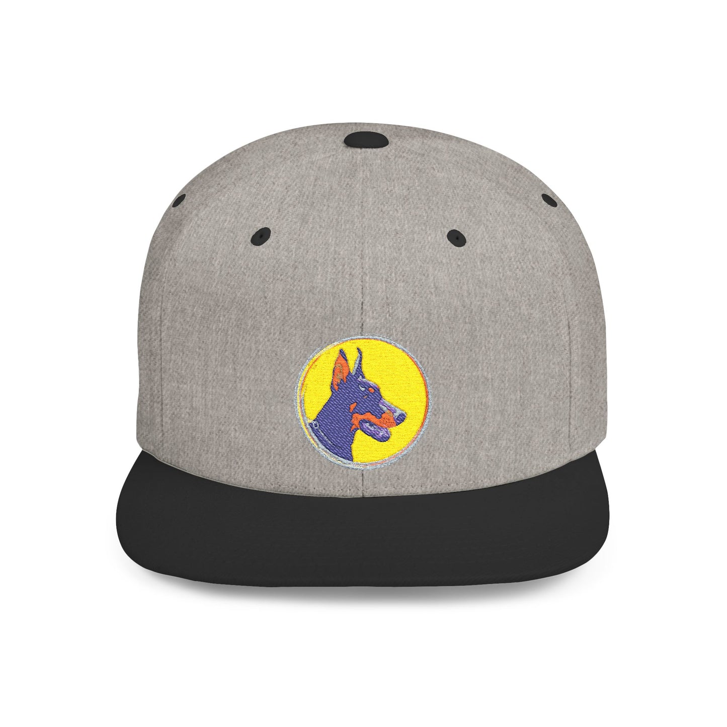 Doberman 3 Embroidered Flat Bill Snapback