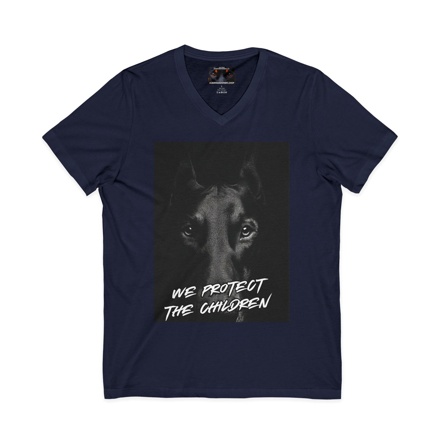We protect 1 Private Label Unisex Jersey Short Sleeve V-Neck Tee