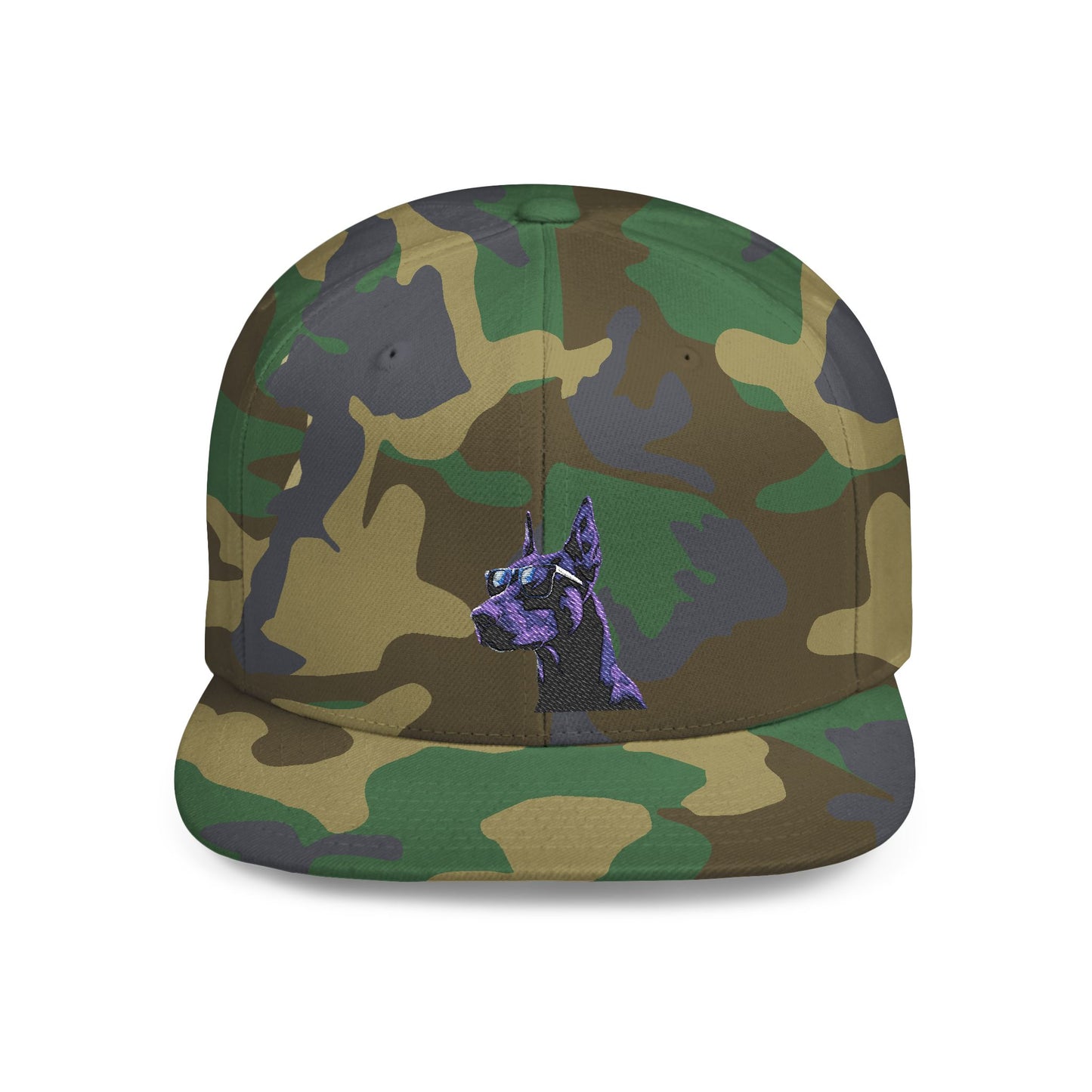 Doberman 4 Embroidered Flat Bill Snapback