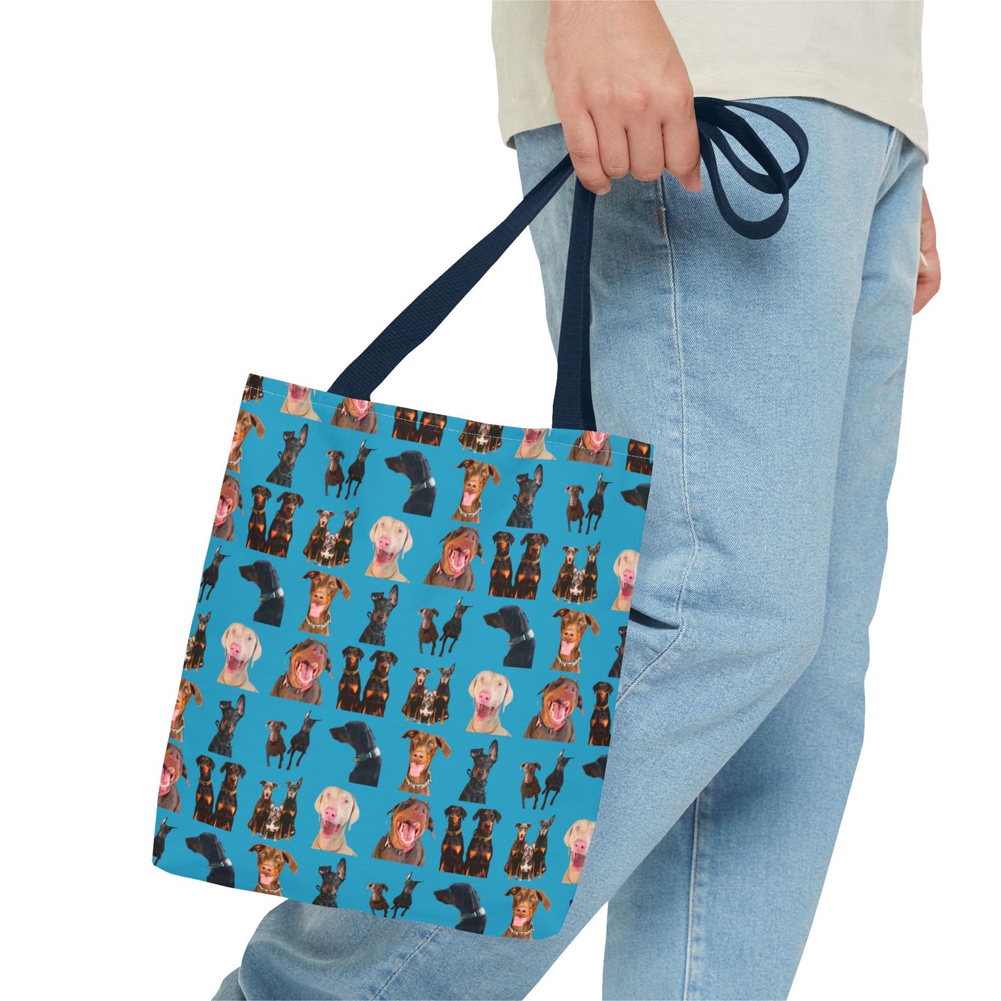 Edition 9 Doberman Model Pattern Turquoise Tote Bag