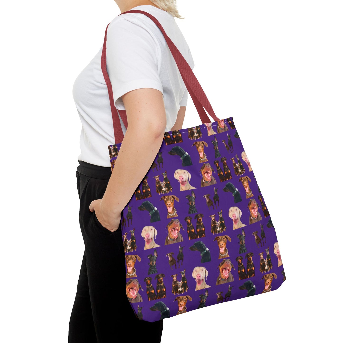 Edition 9 Doberman Model Pattern Purple Tote Bag