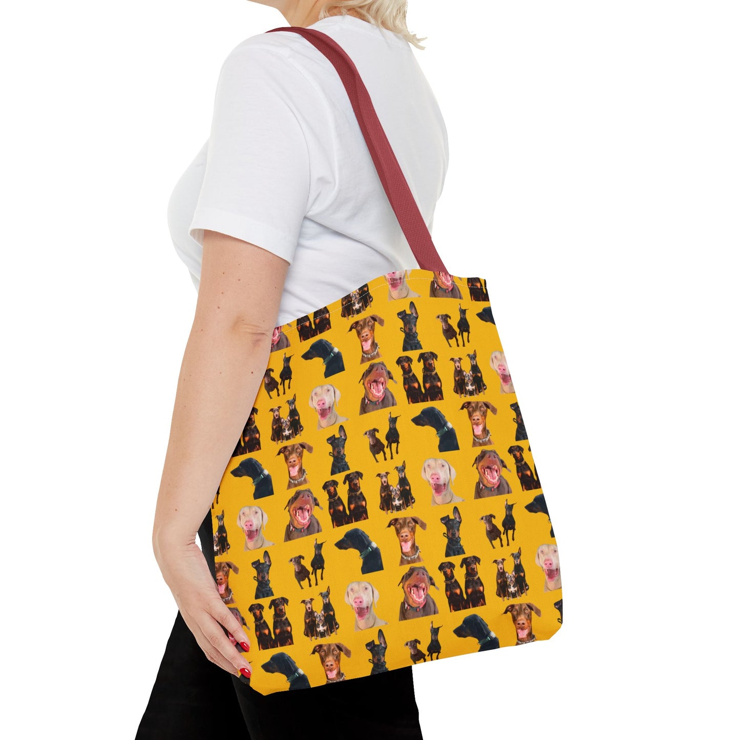 Edition 9 Doberman Model Pattern Yellow Tote Bag