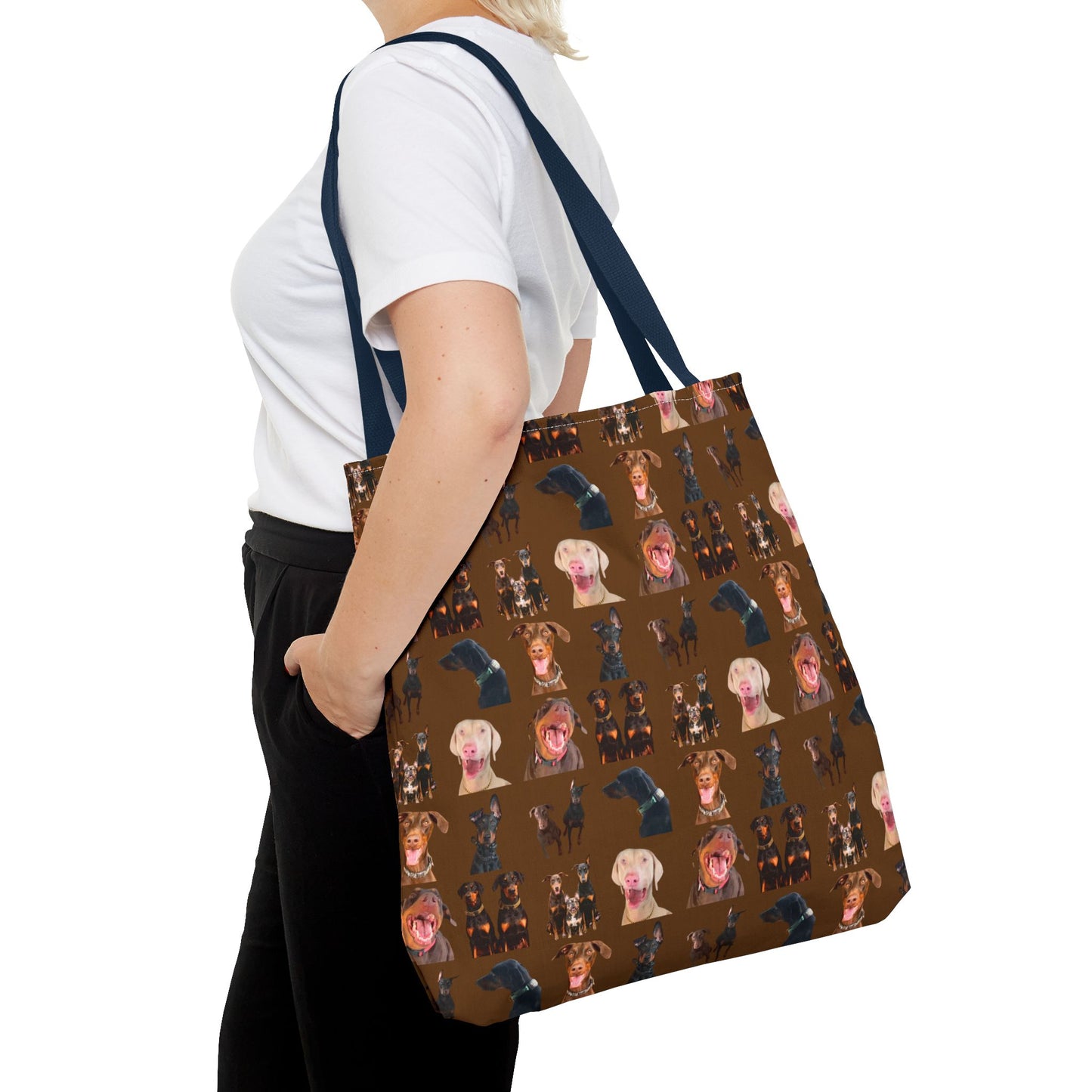Edition 9 Doberman Model Pattern Brown Tote Bag