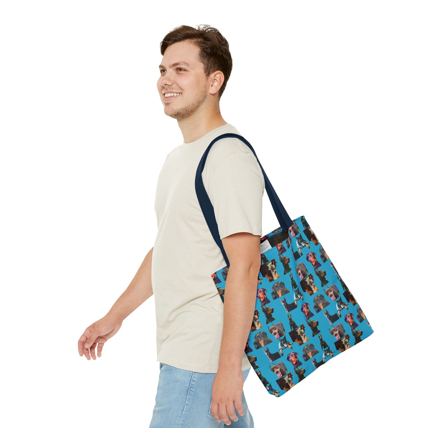 Edition 3 Doberman Model Pattern Turquoise Tote Bag