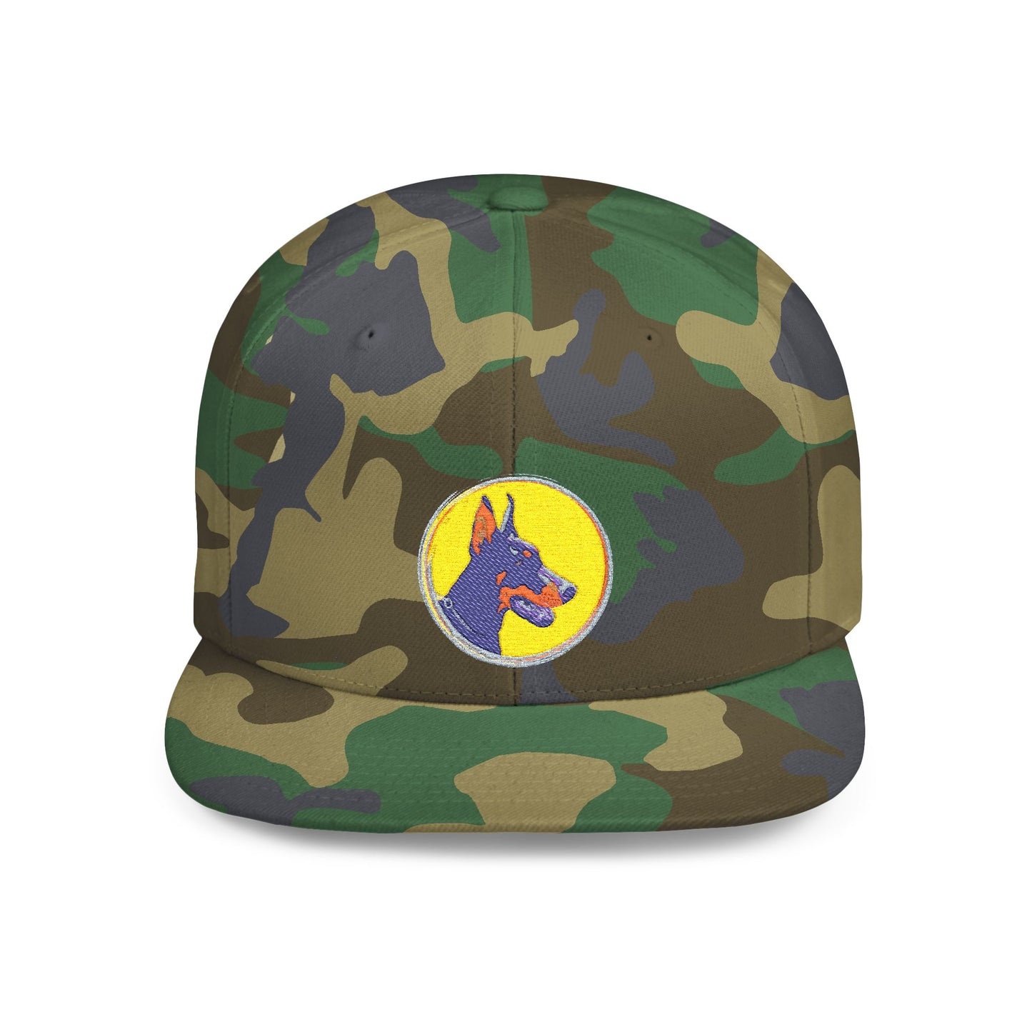Doberman 3 Embroidered Flat Bill Snapback