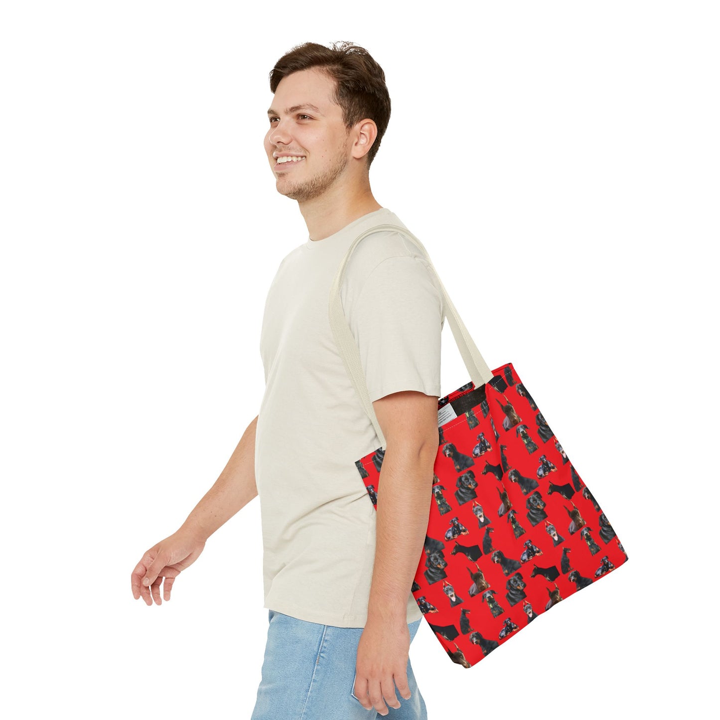 Edition 6 Doberman Model Pattern Red Tote Bag
