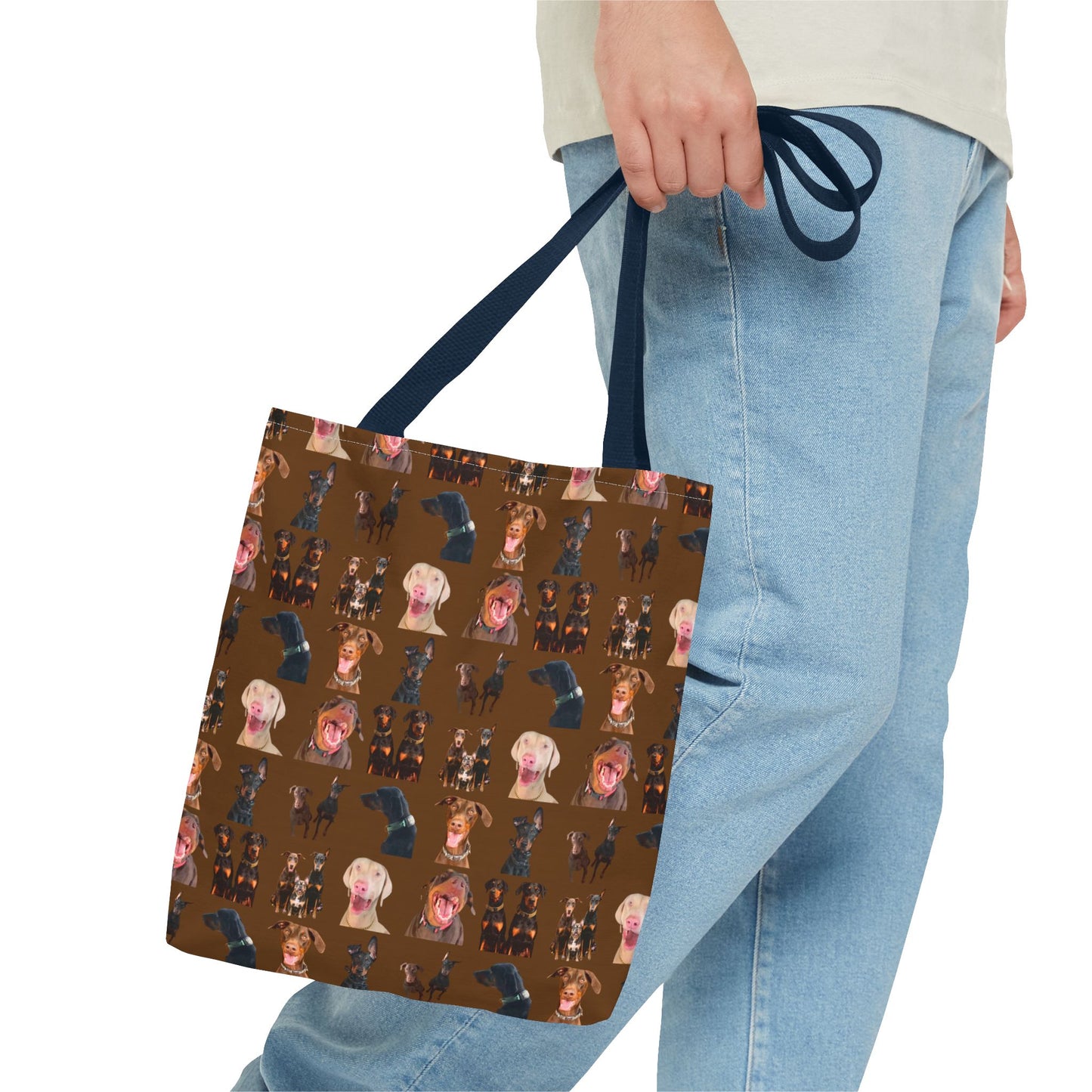 Edition 9 Doberman Model Pattern Brown Tote Bag