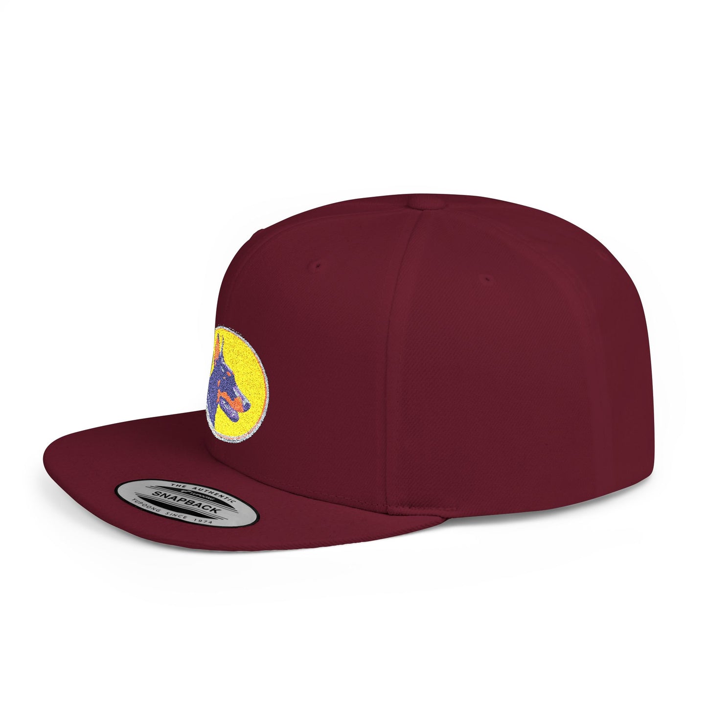 Doberman 3 Embroidered Flat Bill Snapback
