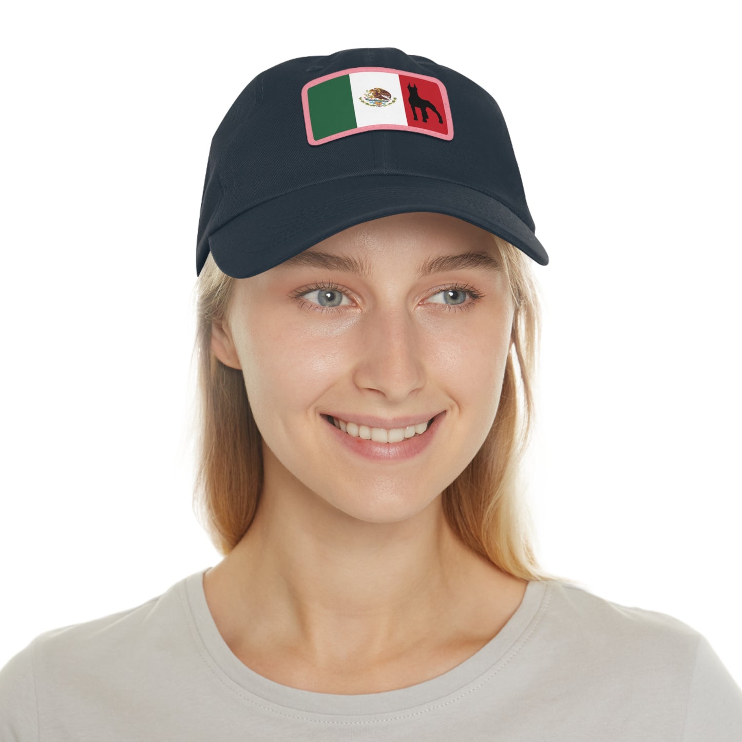 Doberman Mexico Protect 1 Dad Hat with Leather Patch (Rectangle)