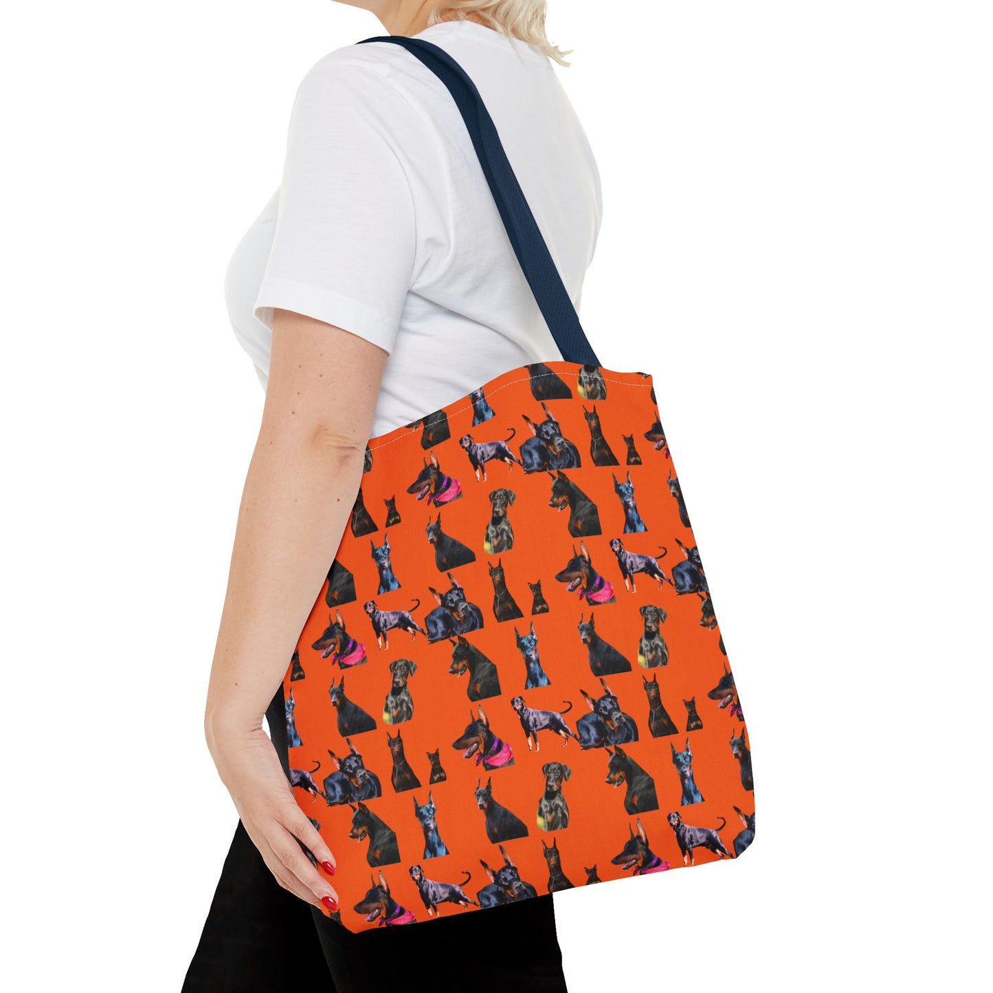 Edition 7 Doberman Model Pattern Orange Tote Bag