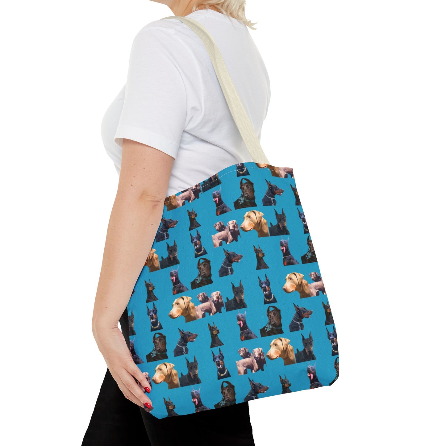 Edition 8 Doberman Model Pattern Turquoise Tote Bag