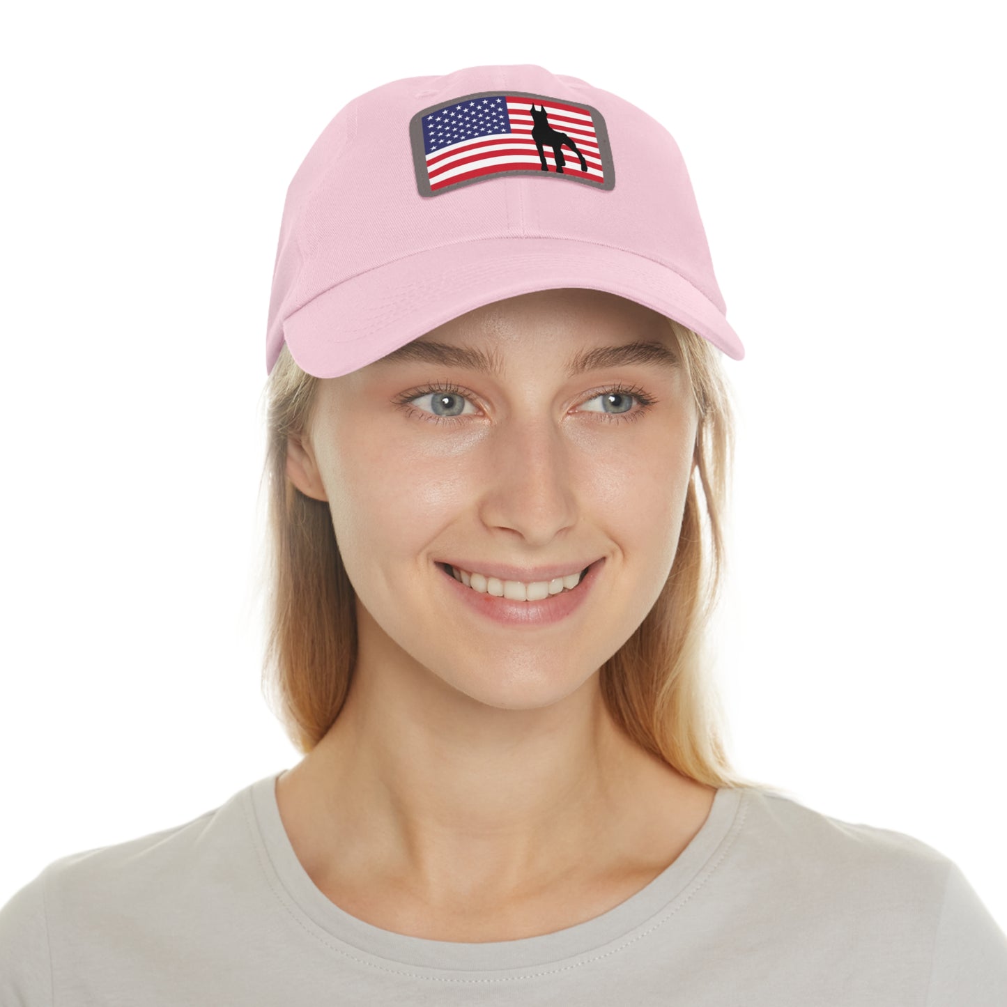Doberman Protect USA 2 Dad Hat with Leather Patch (Rectangle)