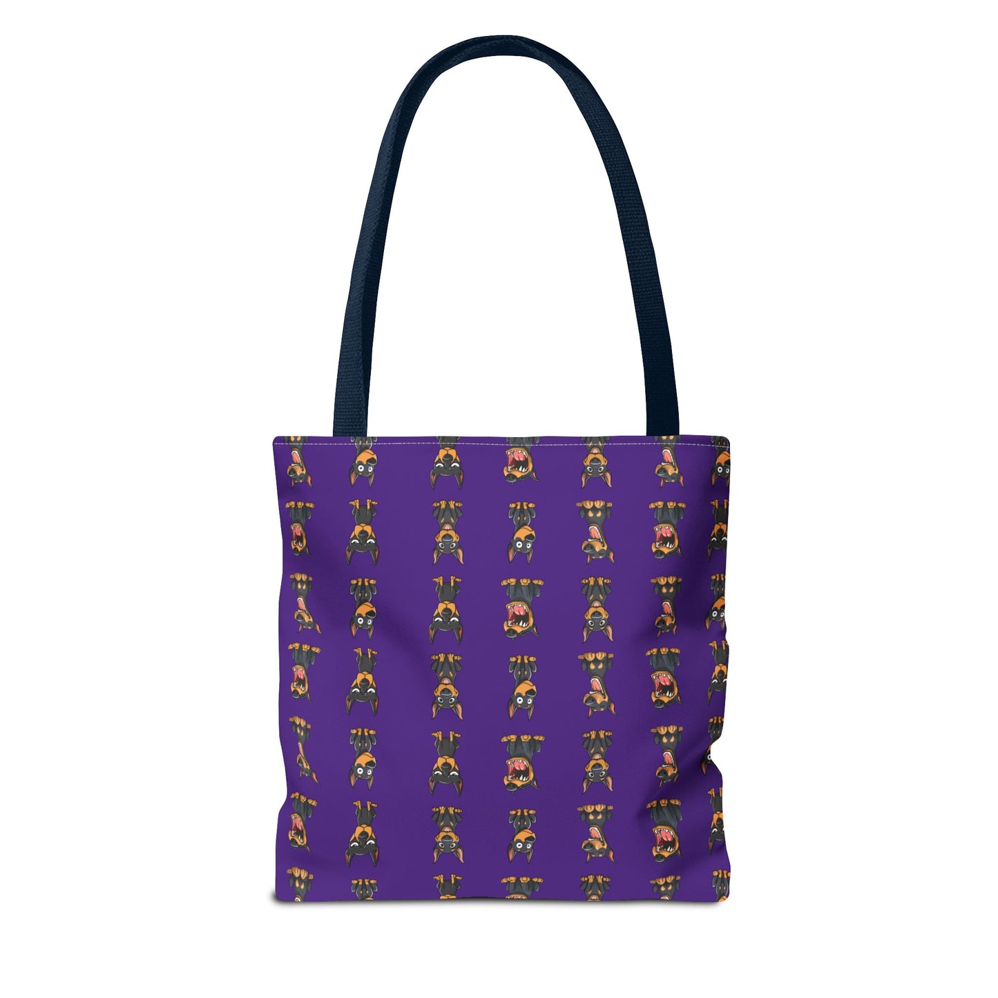 Doberman Cartoon Pattern Purple Tote Bag