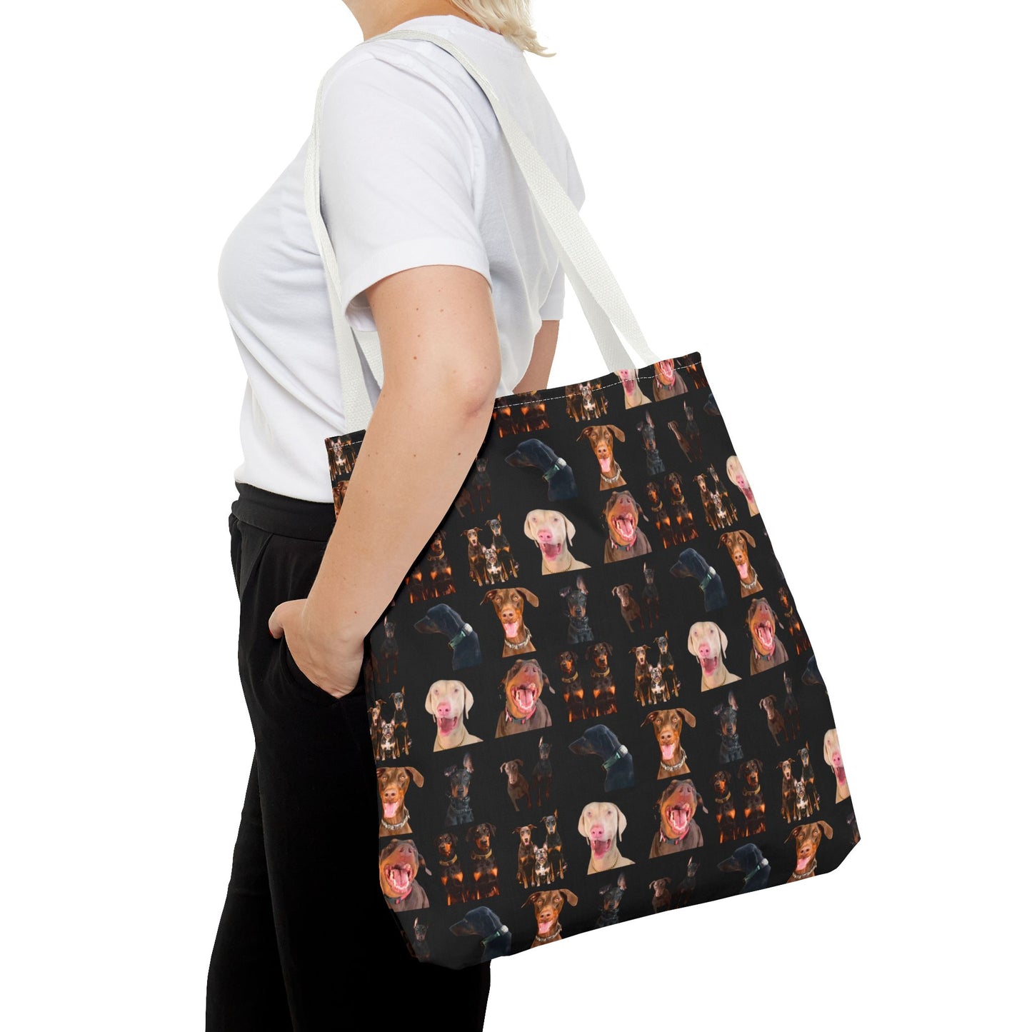 Edition 9 Doberman Model Pattern Black Tote Bag