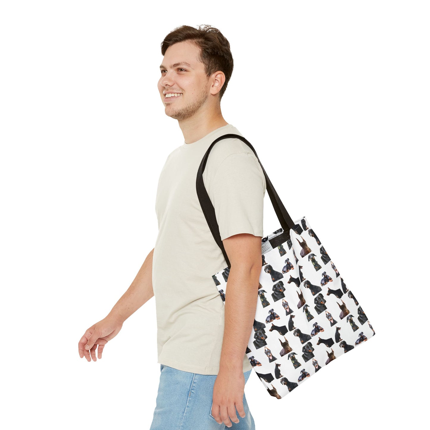 Edition 6 Doberman Model Pattern White Tote Bag