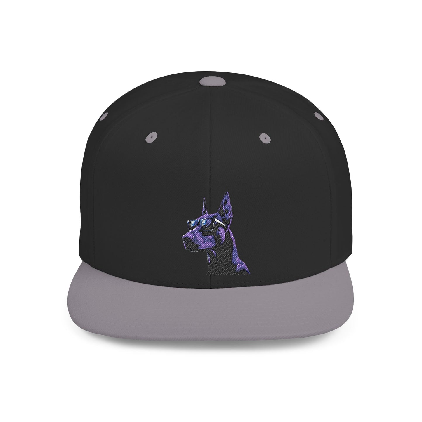 Doberman 4 Embroidered Flat Bill Snapback