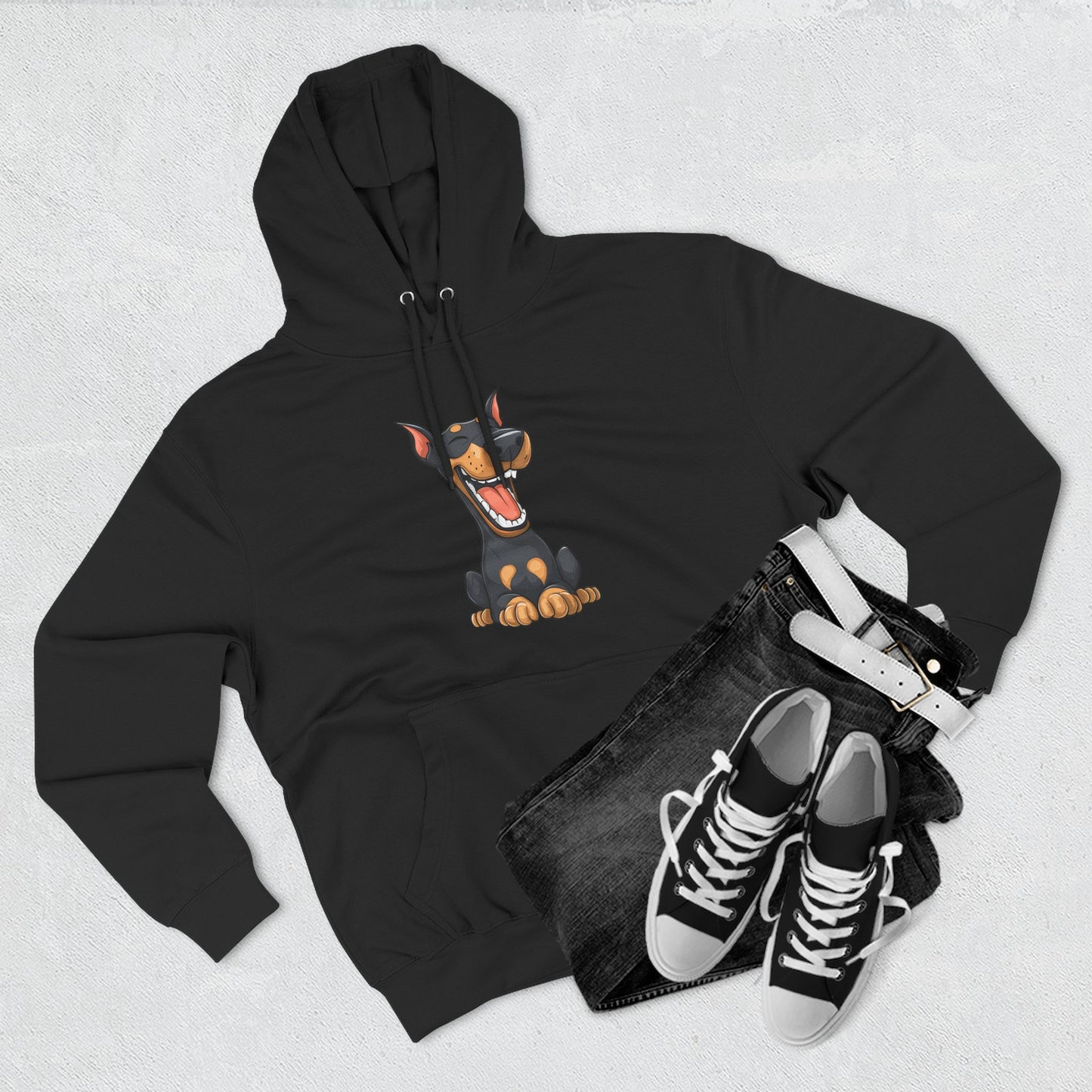 Doberman Cartoon 3 Three-Panel Fleece Hoodie