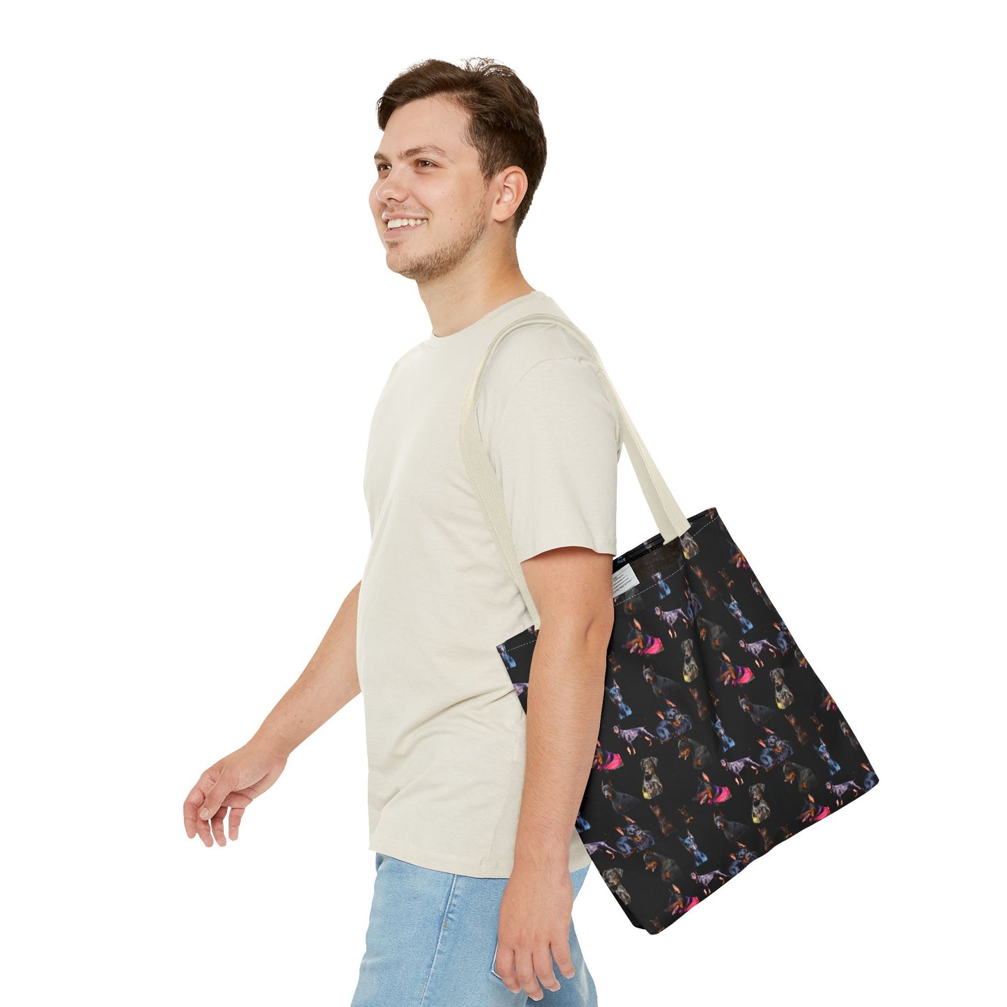 Edition 7 Doberman Model Pattern Black Tote Bag