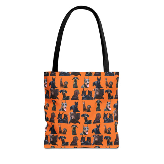 Edition 5 Doberman Model Pattern Orange Tote Bag