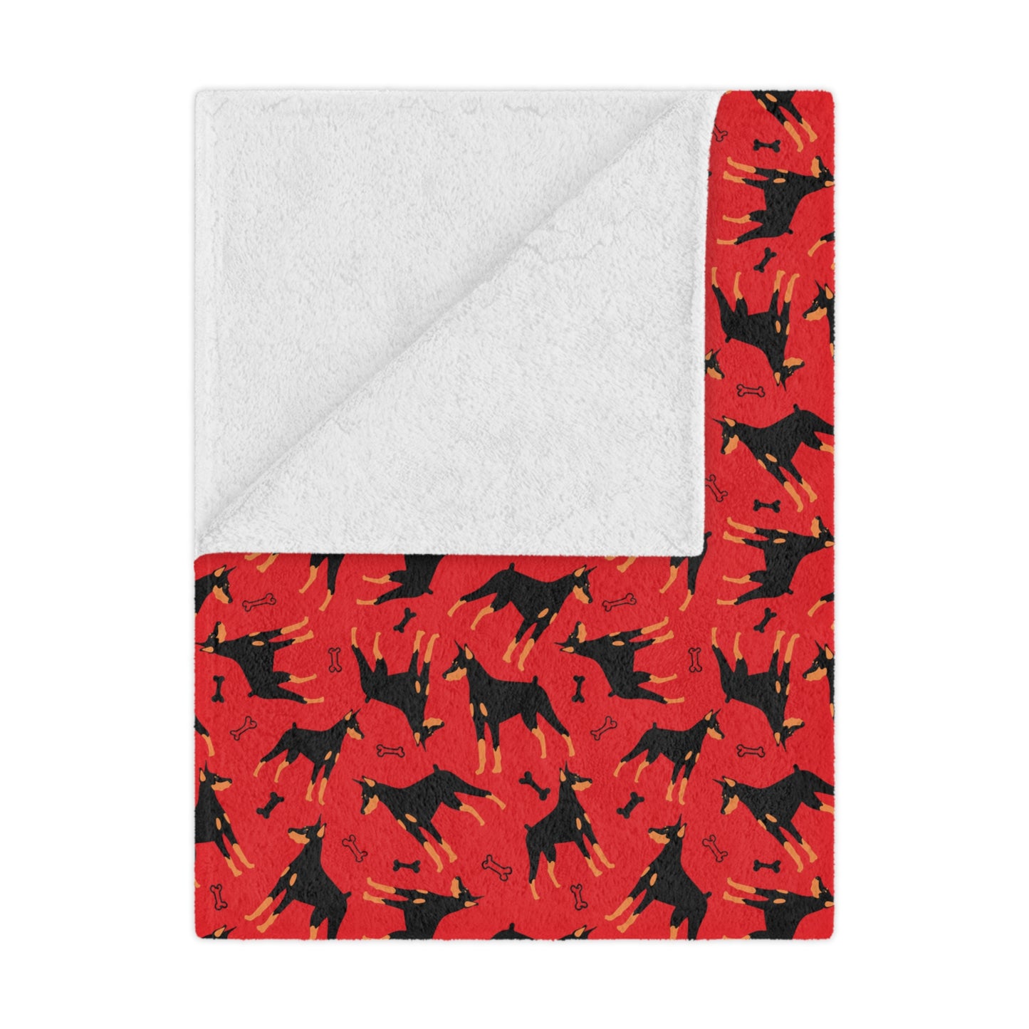 Red AOP Dobie 1 Minky Blanket, Soft Throw Blanket, Warm Plush Blanket