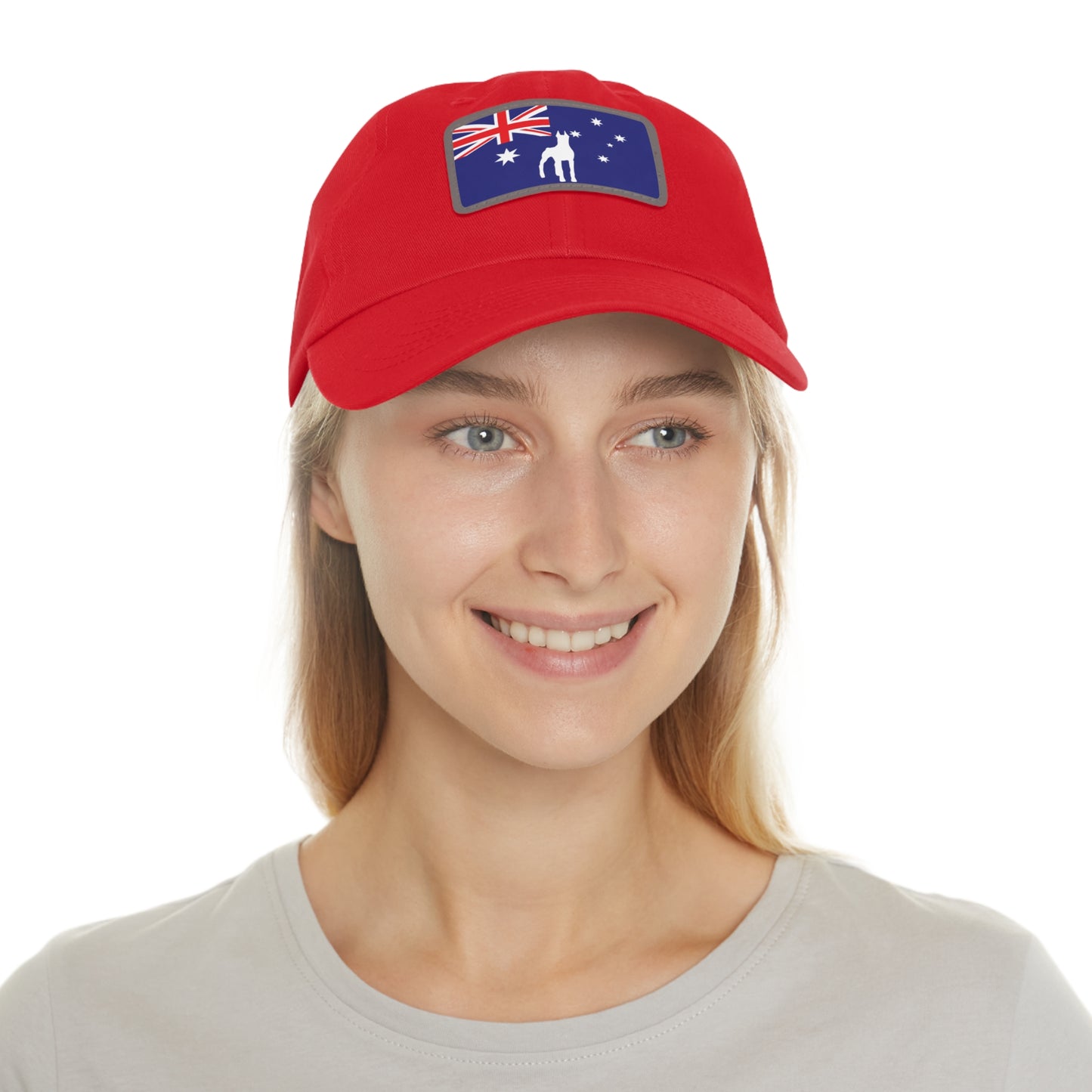 Doberman Australia Protect 1 Dad Hat with Leather Patch (Rectangle)