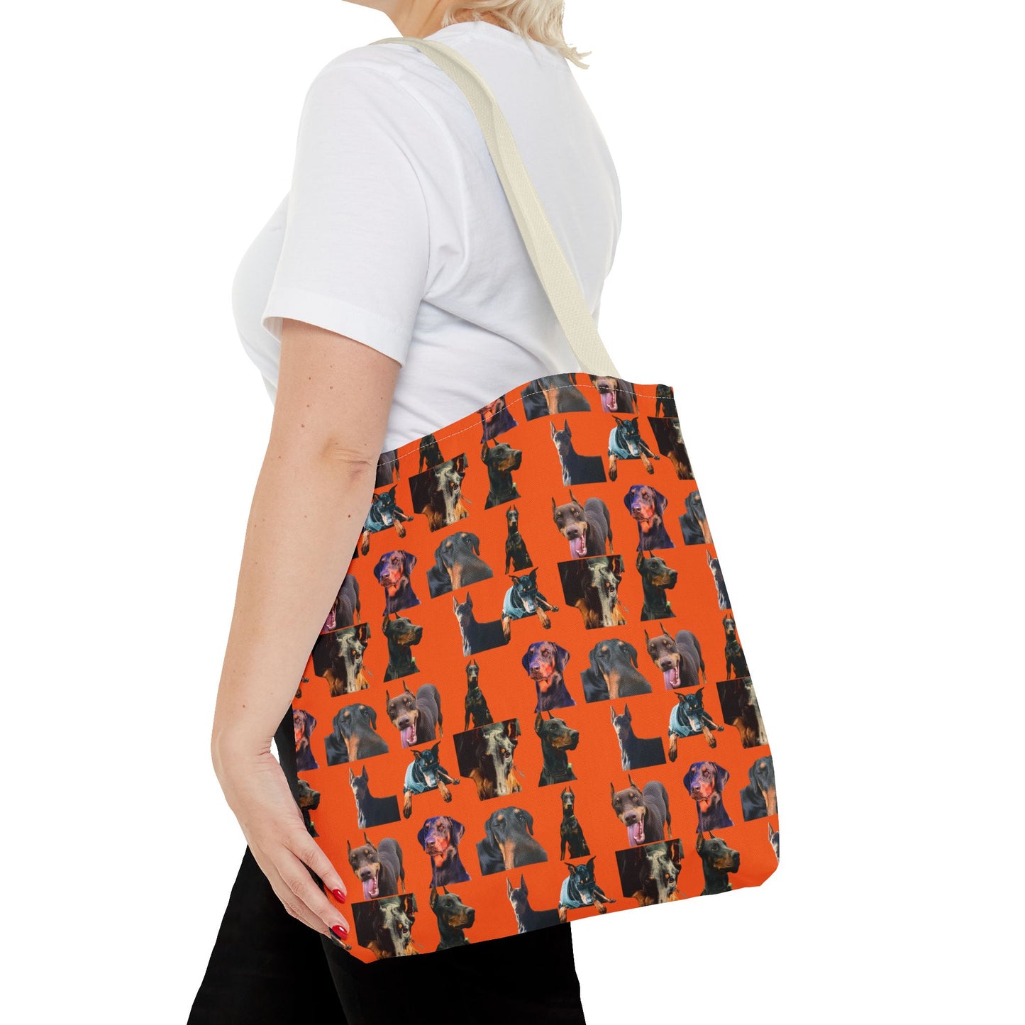 Edition 3 Doberman Model Pattern Orange Tote Bag