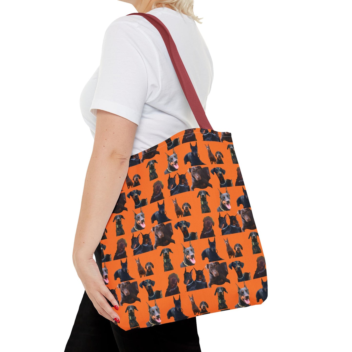Edition 5 Doberman Model Pattern Orange Tote Bag